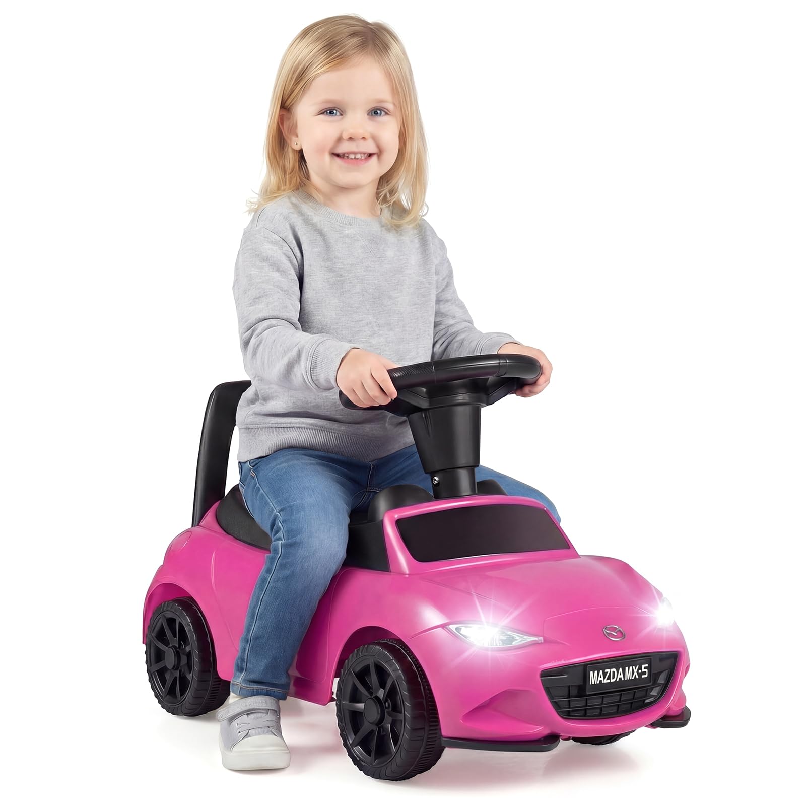Maxmass Kids Ride on Car, Toddler Foot to Floor Sliding Car with Headlights, Under-Seat Storage, Children Toy Car Sit on Push Car Slider Walker for 12-36 Months Boys Girls (Pink)