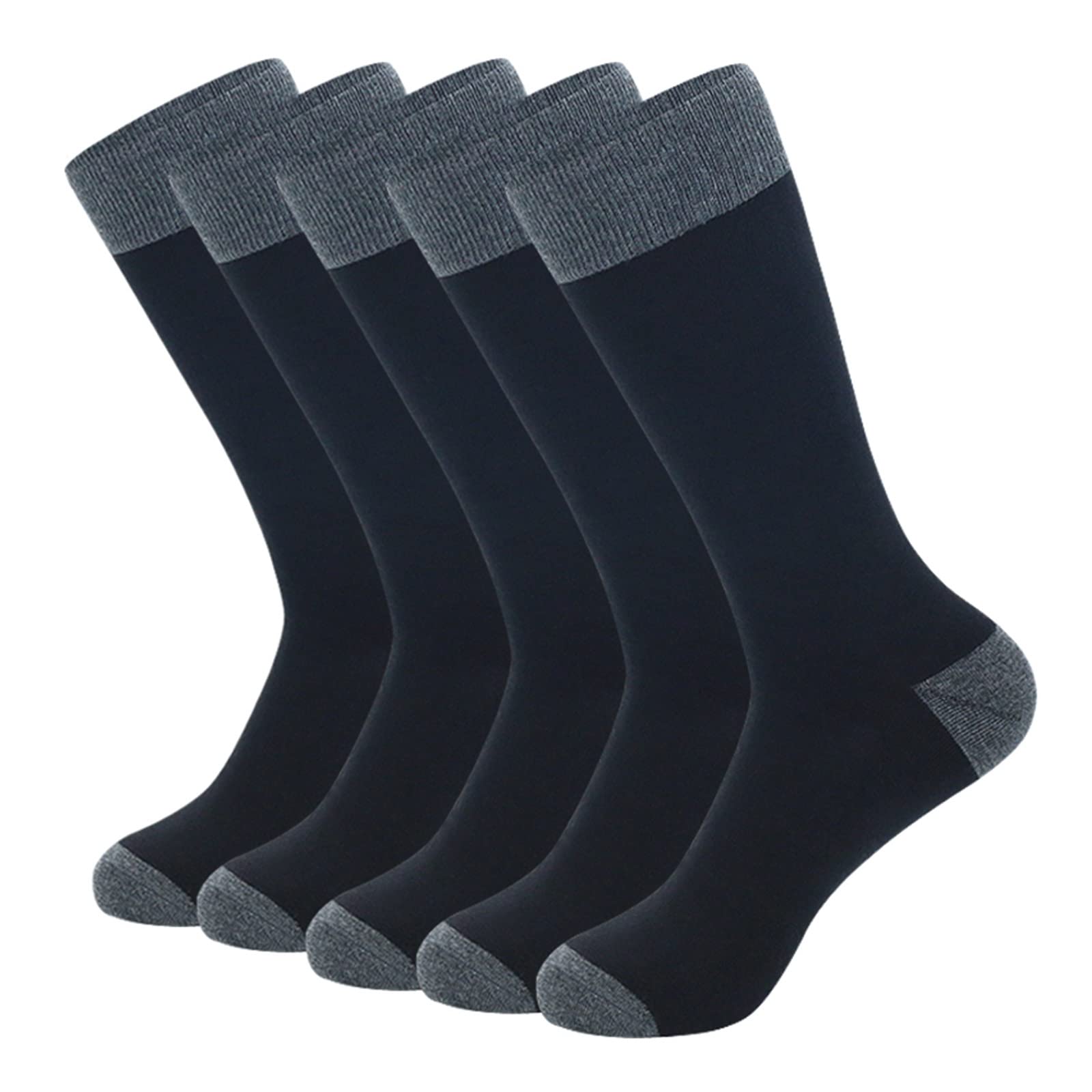 Calcetines para hombres de gran tamaño de negocios de los hombres calcetines de vestir a rayas negro gris puro hombres calcetines de algodón de tamaño (5pairs / lote) ( Color : 4 , Size : EU41-48 )