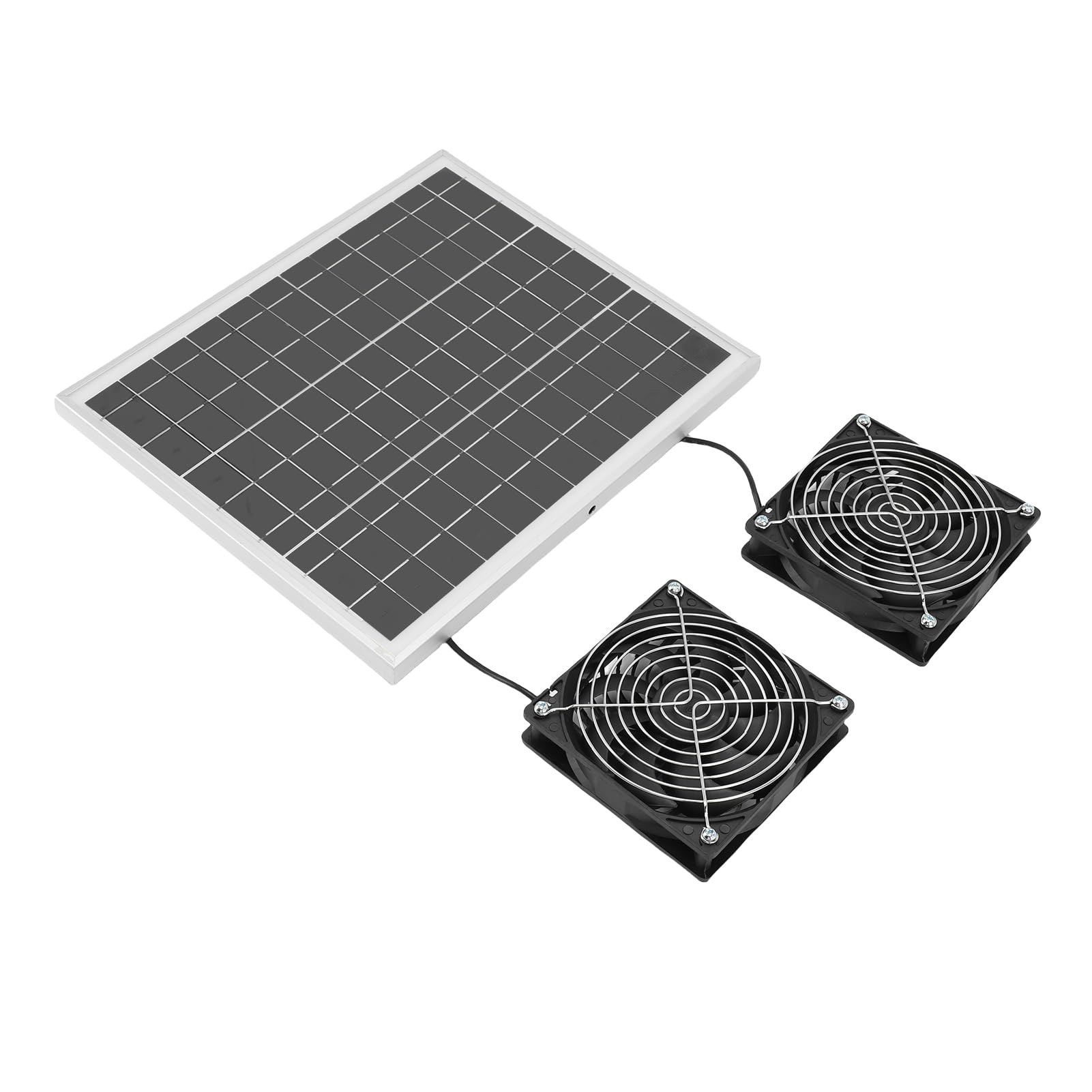 Tnfeeon Solar-Dual-Abluftventilator-Set, Monokristalliner Silizium-Solar-Ventilator, 75 W, Hohe Drehzahl, Geräuscharm, Wasserdichte Anschlüsse für Gewächshaus, Wohnmobil, Haustierhaus, Garage