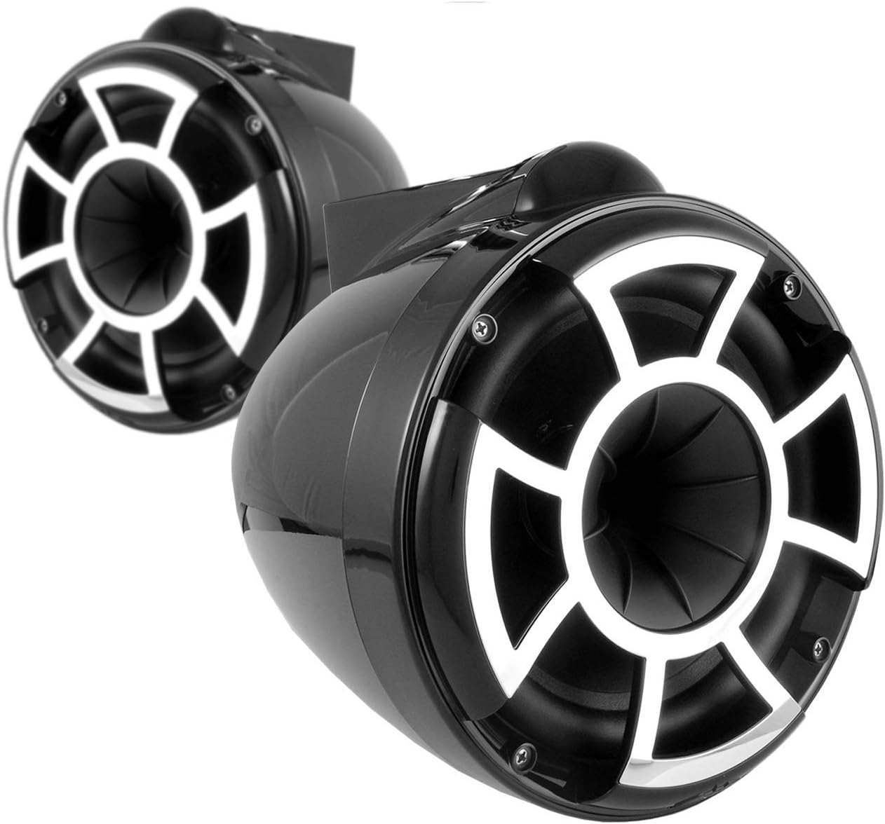 Wet Sounds REV8B-X 8" Black Tower Speakers with X-Mounts & SYN-DX2.3 1200 Watt Amplifier