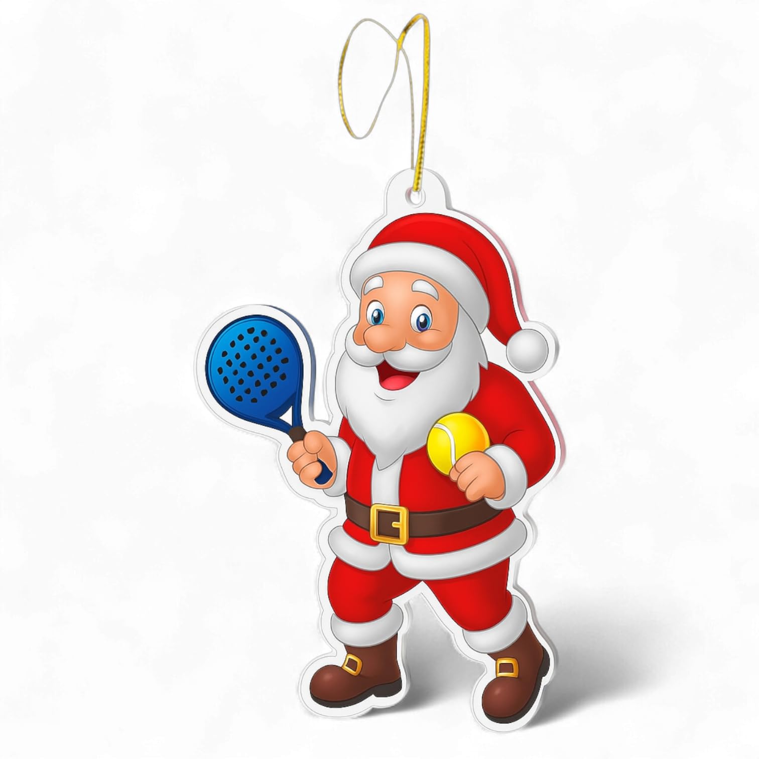Trophy Monster Red Pack Of 6X Christmas Tree Jolly Santa Padel Tennis Bauble Ornaments 70Mm | Complete With Hanging Cord | Bulk Buy Combo Deal | Made From 6Mm Thick Printed Acrylic | Full Colour Double Sided Print