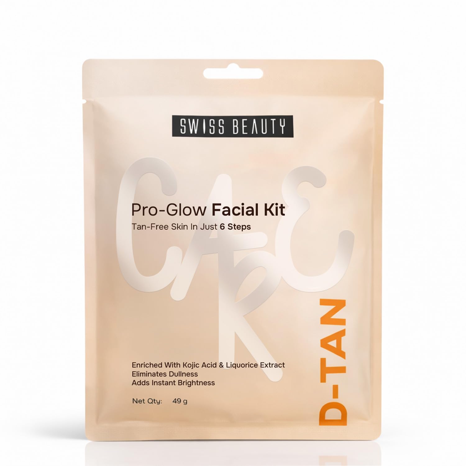 swiss beauty care d-tan pro-glow facial kit | eliminates tanning | minimises pigmentation & uneven skin tone | boosts brightness | with kojic acid & liquorice extract | 49g