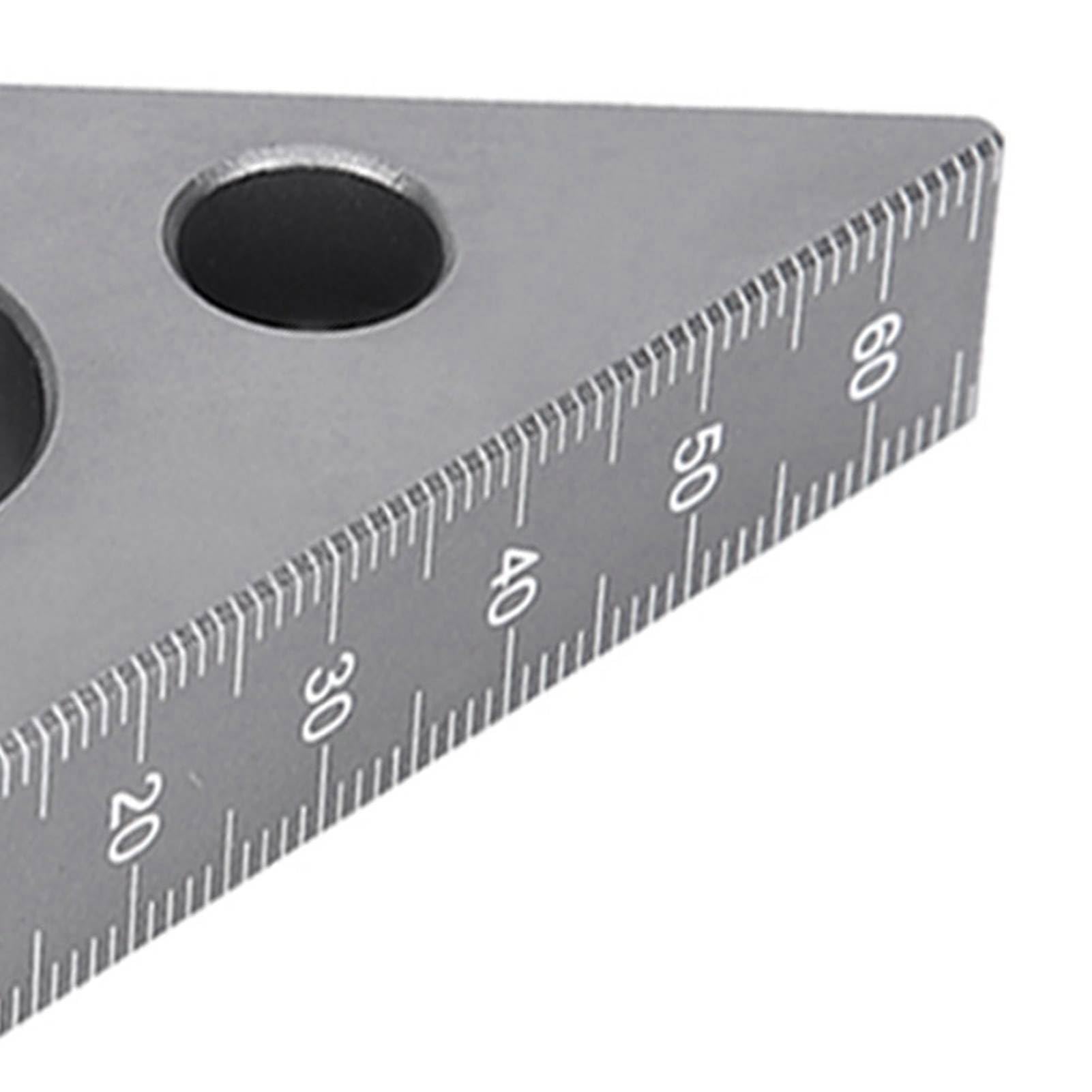 Righello Triangolare Professionale in Lega di Alluminio, 45° 90°, Strumento di precisione per la misurazione degli Angoli, Ideale per progetti di falegnameria, carpenteria e Costruzione.