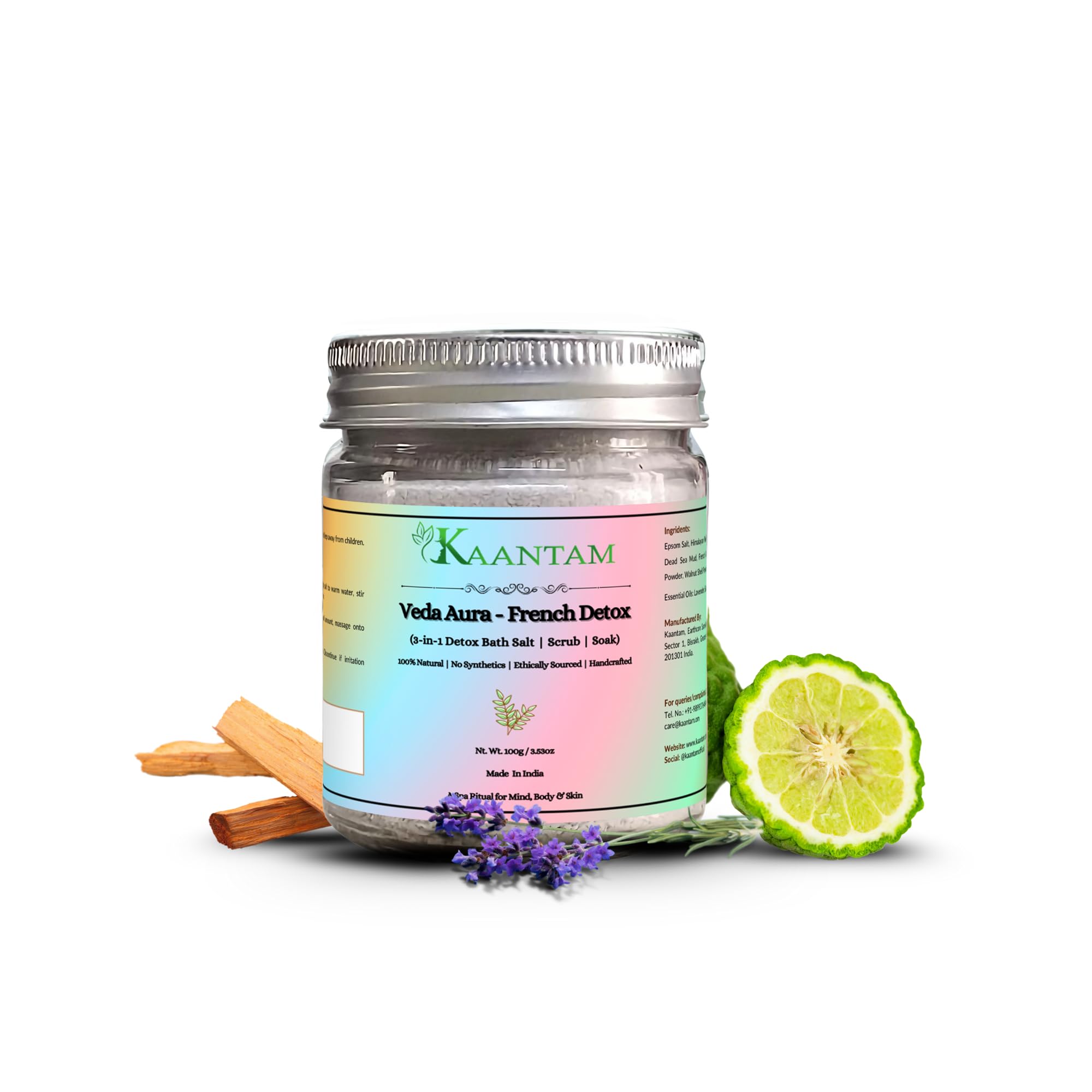 Kaantam French Detox Bath Salt | Himalayan Pink Salt & Epsom Salt with French Green Clay, Camel Milk & Lavender Oil | Natural Bath Salt for Women, Scrub, Tub & Foot Soak-image-33