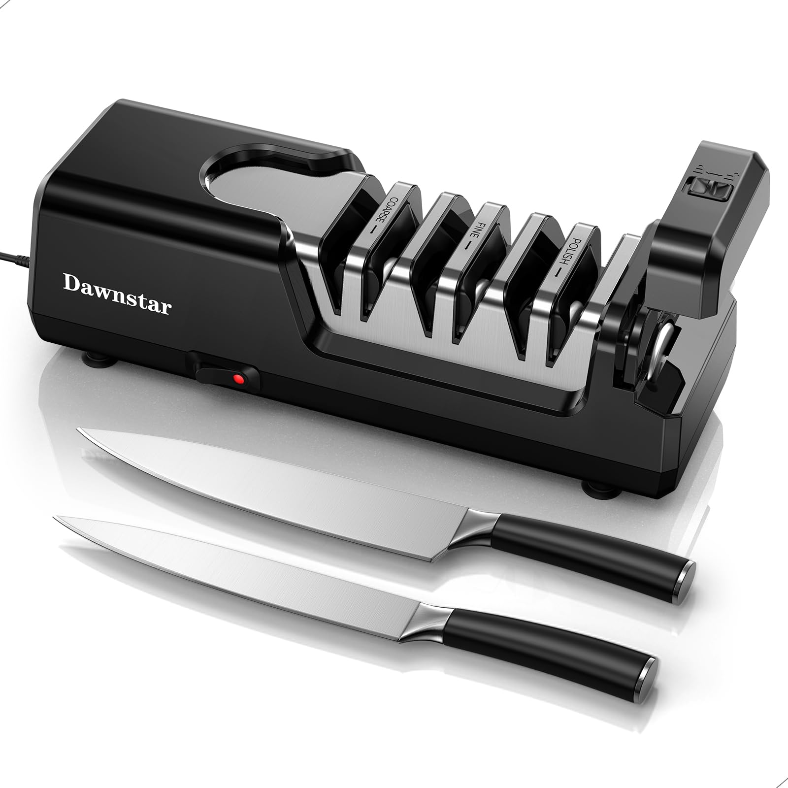 Electric Knife Sharpener, Precise 20&deg; Diamond Knife Sharpener for Kitchen Knives, Quick Repairing in 40 Seconds, with Metal Dust Collection Box & Special Port for Scissors, Black