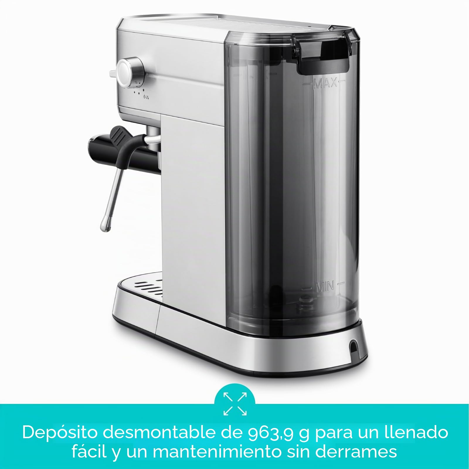 CASABREWS Máquina de café espresso de 20 barras, cafetera profesional con espumador de leche, máquina de café espresso compacta con depósito de agua extraíble de 34 onzas para capuchino, café con