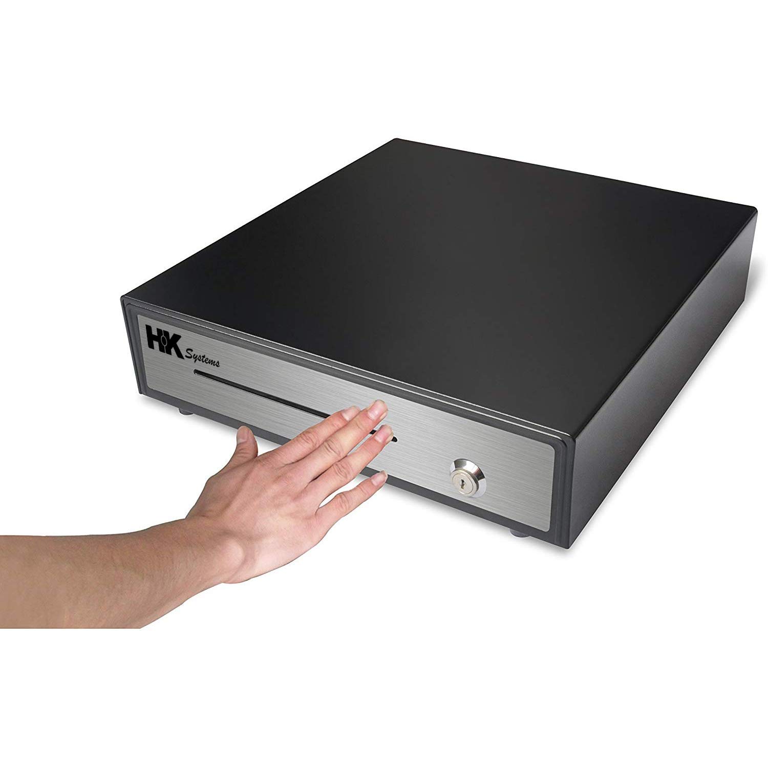 HK SYSTEMS 16" Heavy Duty Black "Manual" "Push" Open Cash Drawer with 4Bill/8Coin "Stainless Steel" 