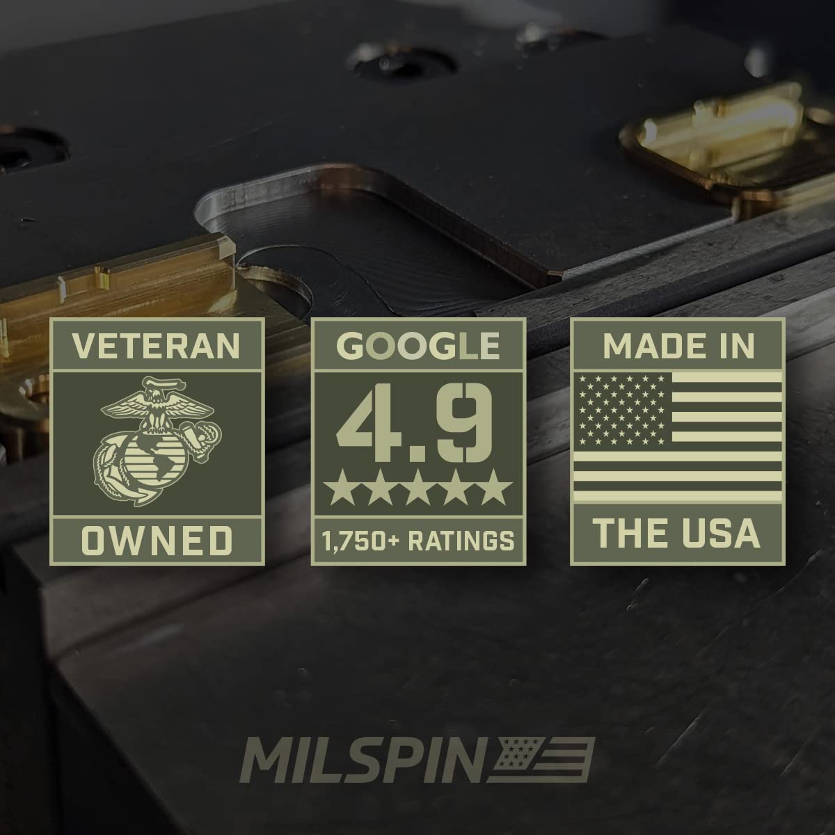 Milspin Brass 3D Magazine Base Plate Compatible with Glock Magazines Gen 1-5 Including G19, G19X, G17, G26