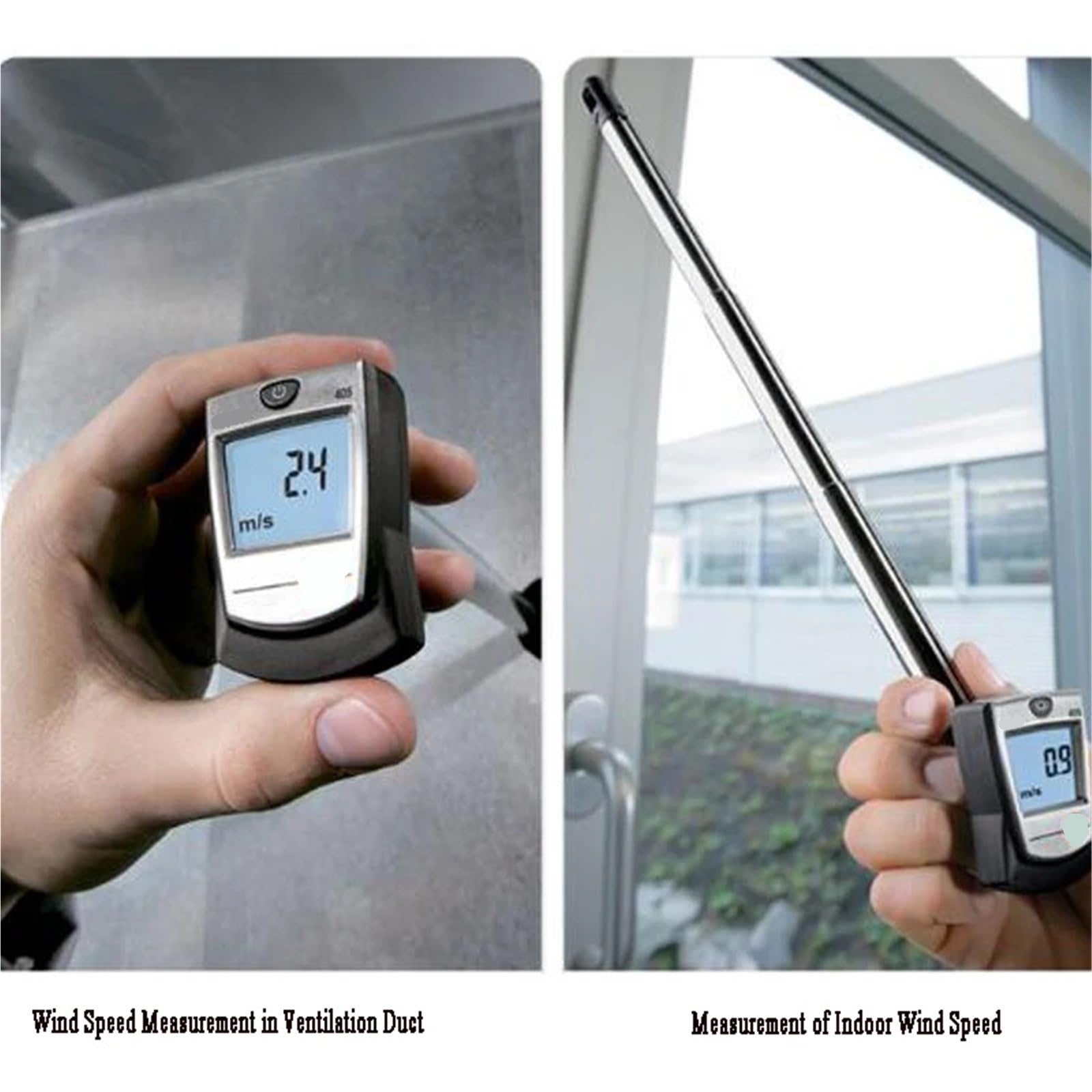 Anemómetro, Anemómetro térmico con soporte for conducto, medidor de temperatura, velocidad y volumen de flujo de aire/viento