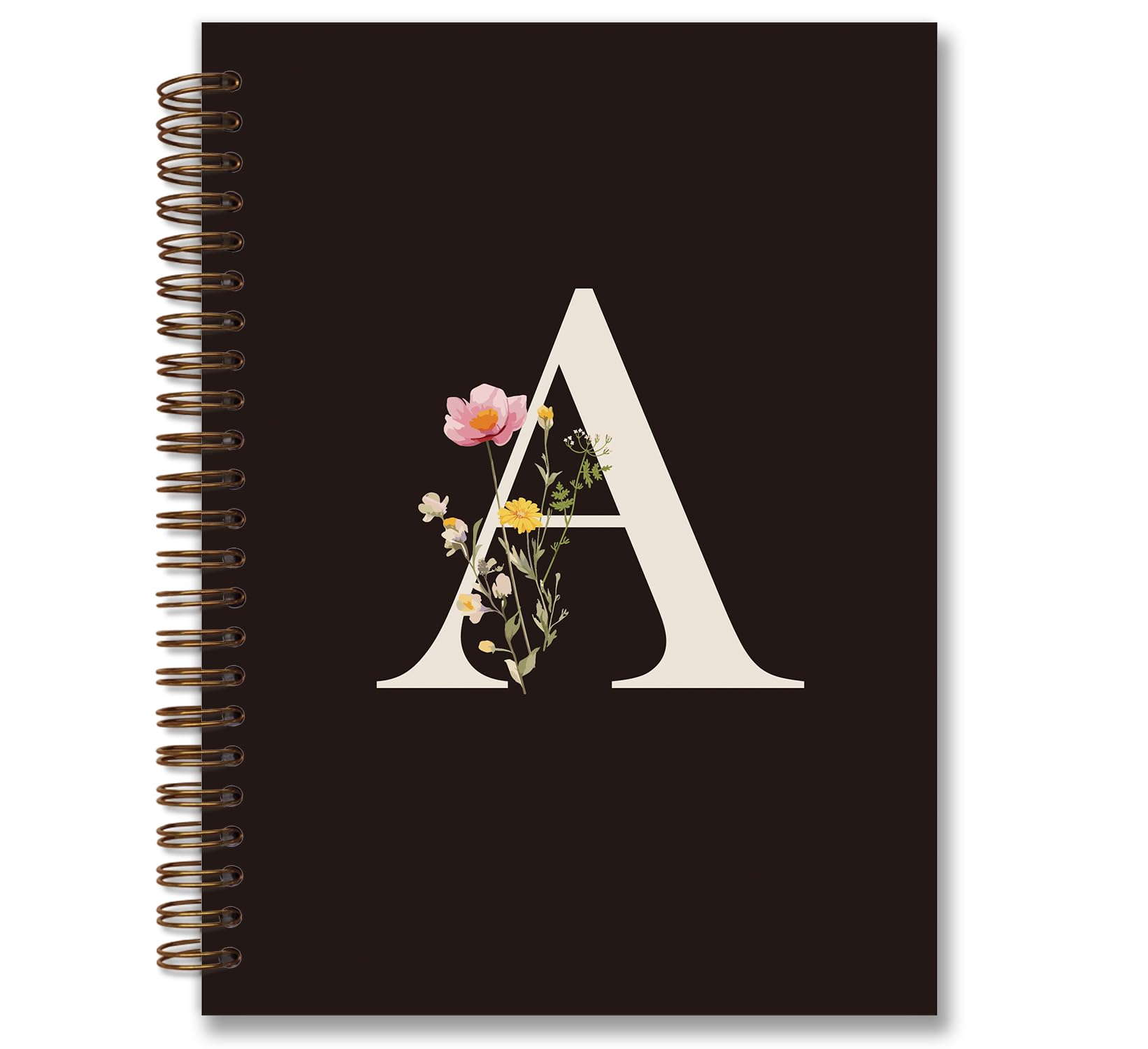 Trendy Personalized Journal Hardcover Spiral Notebook,Black Initial Letter A Notebook,Monogrammed Gifts for Women Teen Girl,College Ruled Hardcover Spiral Notebook 5.5 x 8.3