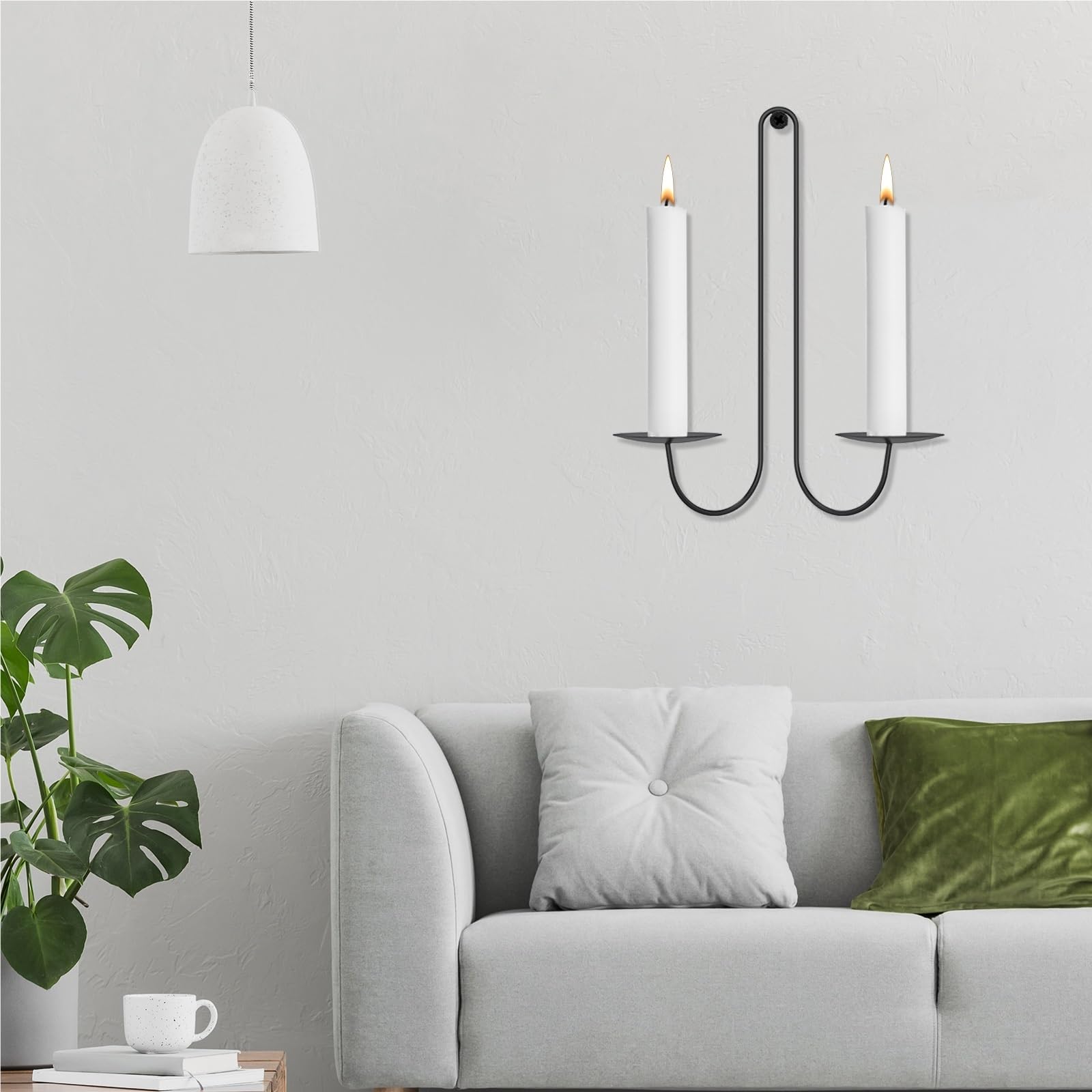 Candelabros de Pared, 2 Piezas, candelabros de Pared de Doble Brazo, candelabros de Pared de Hierro simétricos para Sala de Estar.