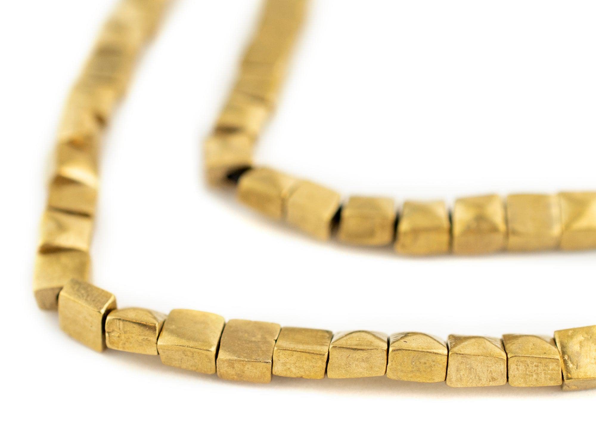 The Bead Chest Gold Flat Square Beads 6mm, Full Strand of Quality Metal Spacers for DIY Jewelry Design