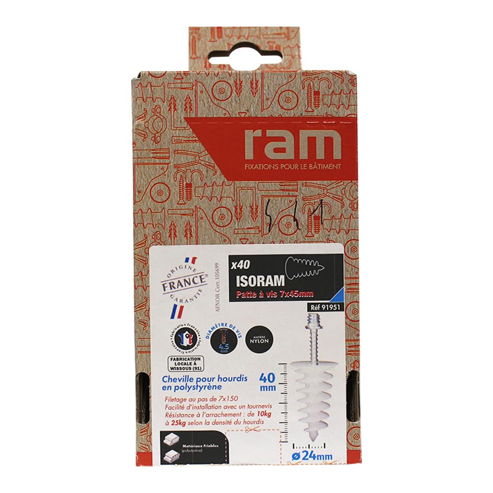 Cheville Isoram 7mm pour résoudre les problèmes de fixations murales instables