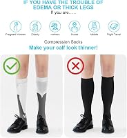 ACWOO Kompressziós Zokni Férfi Női 2 Pár Orvosi Támasztó Harisnya 20-30 mmHg Sport Trombózis Megelőzés L/XL Fekete Fehér 5