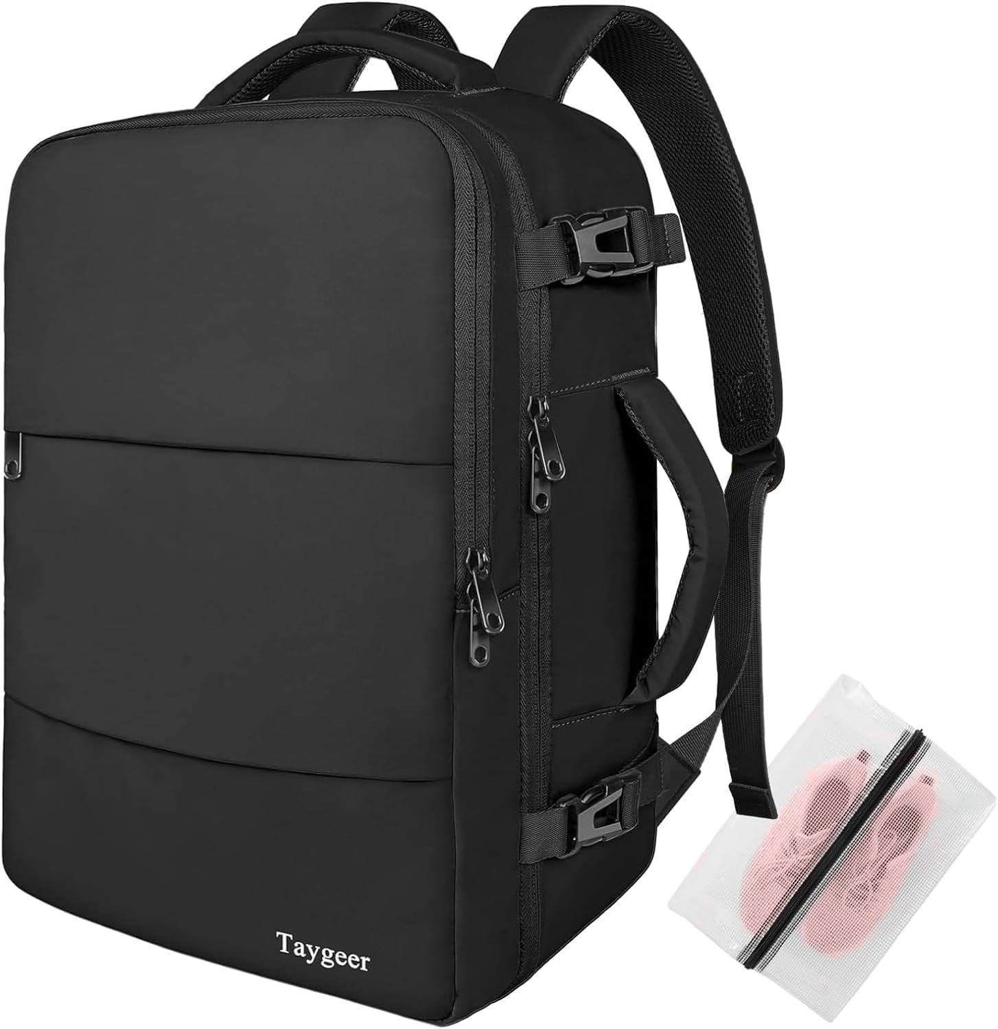 Taygeer Ryanair Handgepäck 40x30x20, Rucksack Handgepäck Flugzeug 24L Leicht, Rucksack 40x30x20 mit 15.6 Zoll Laptopfach, Klein Reiserucksack für Weekender, Kurze Tirp, Schwarz