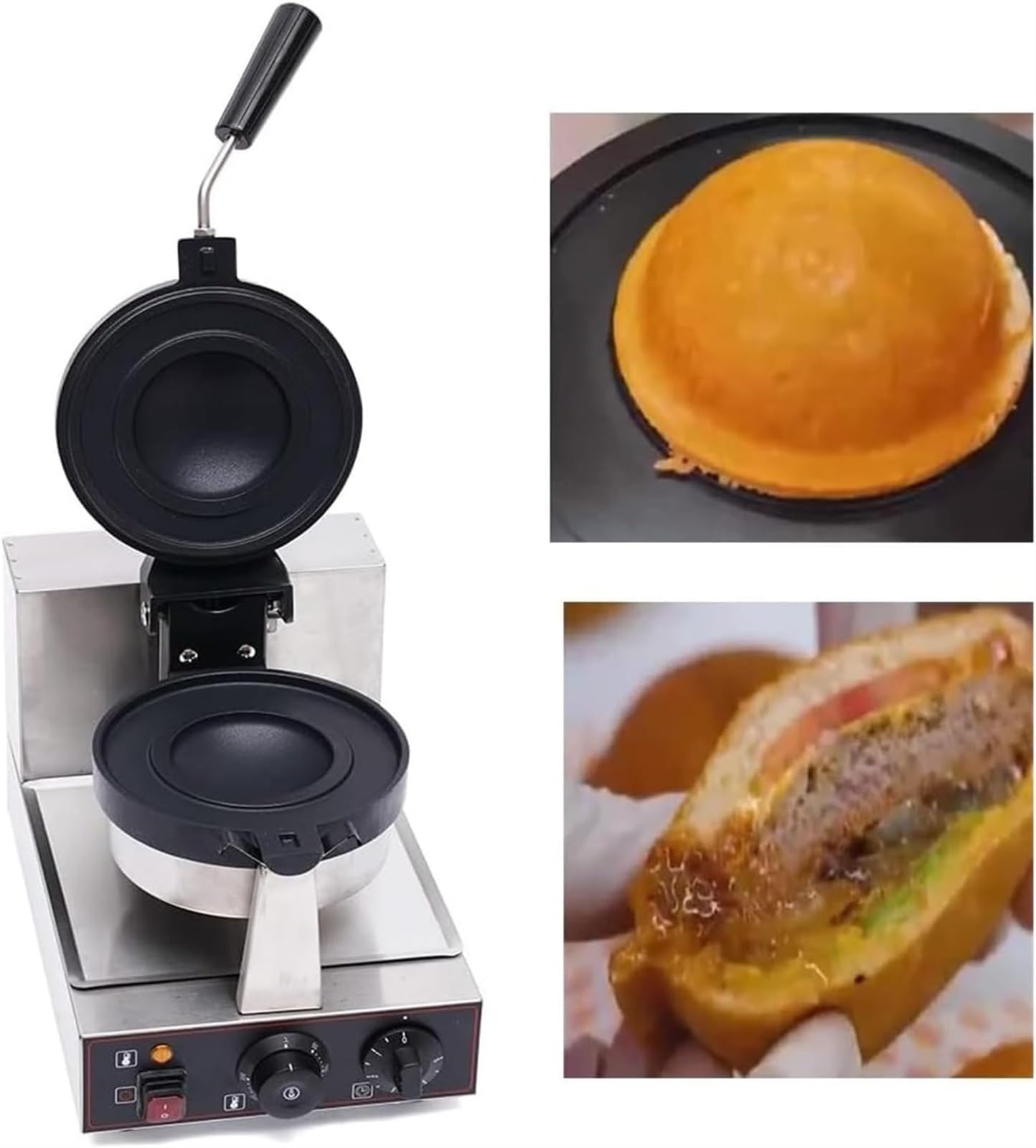 Elektryczna gofrownica do hamburgerów, gofrownica komercyjna o mocy 1000 W, maszyna do pieczenia gofrów do lodów, odpowiednia do kuchni domowej