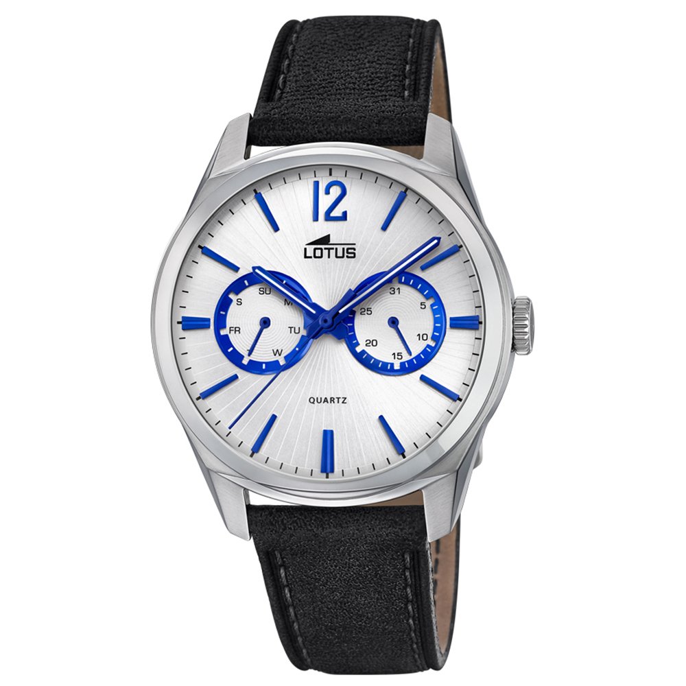 LOTUS Reloj Hombre Analógico de Cuero Negro
