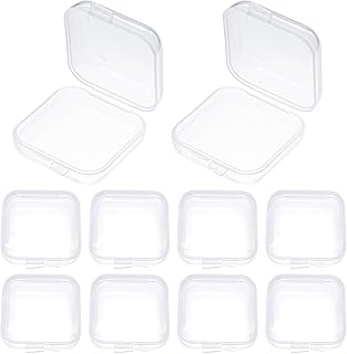 10Pcs Ear Plug Case, Mini Plastic Earplug Containers, 1.8mm Square Box with Hinged Lids for Small Item Craft, Beads, Necklaces, Ear Studs, Rings