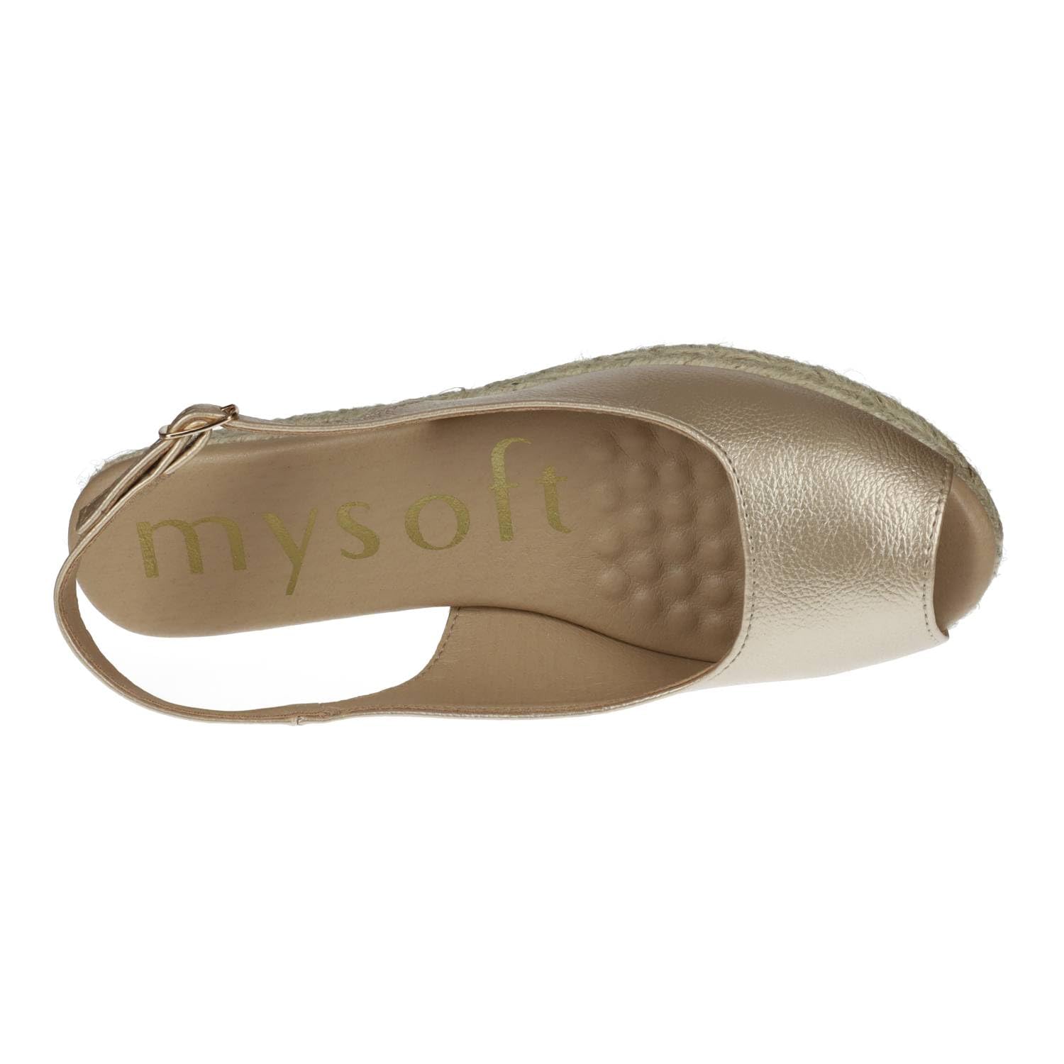 mysoft 25M100 damskie espadryle na koturnie platforma jutowa z otwartym palcem i regulowaną klamrą wygodne i eleganckie espadryle dla kobiet