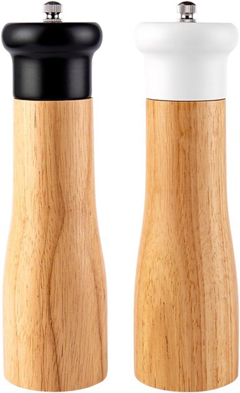 Manual Salt and Pepper Mills, Salt and Pepper Grinder Set - Wood Grinders with Adjustable Ceramic Grinding Mechanism - 9 inch Refillable Salt and Pepper Mills