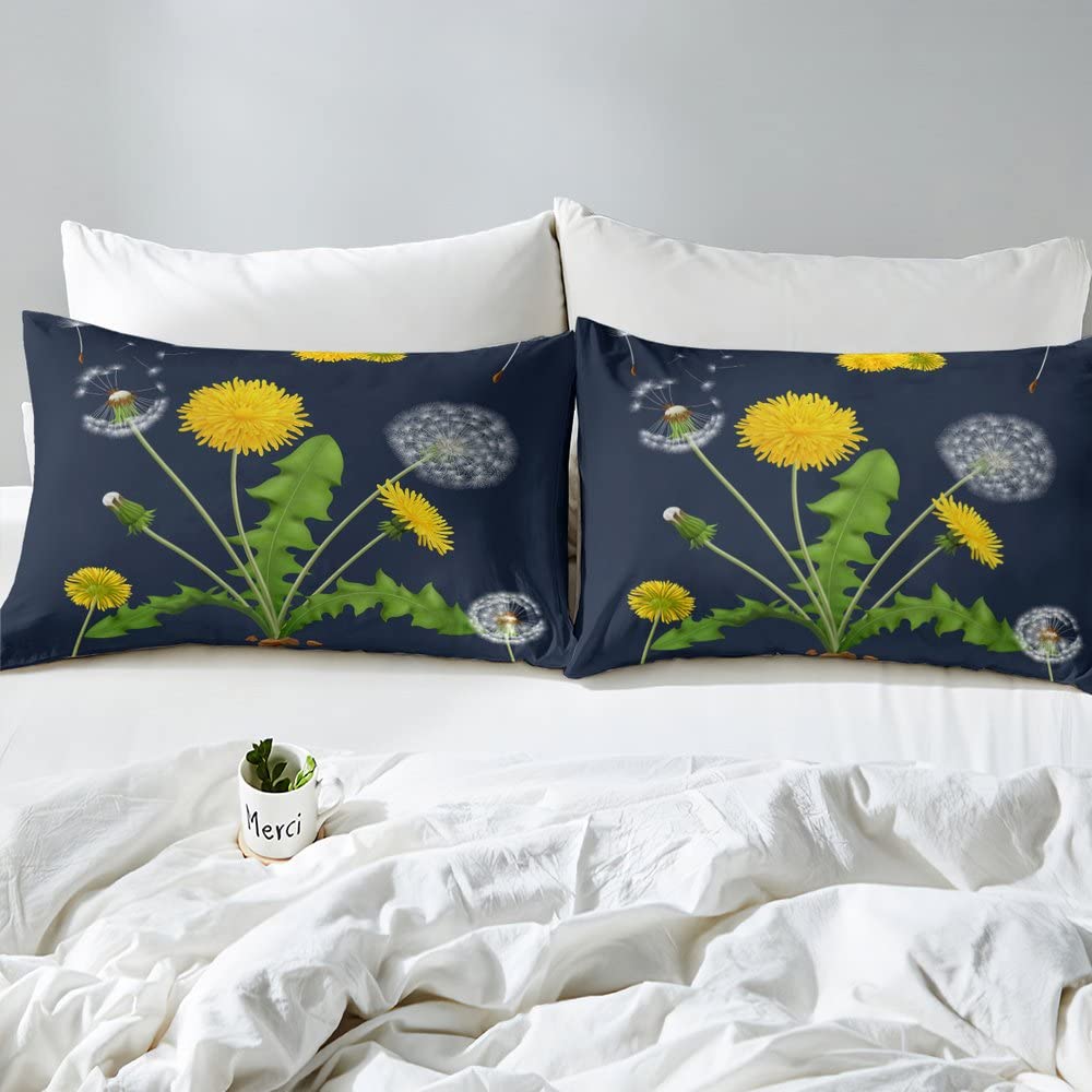 Set di piumone per letto singolo, con motivo floreale a forma di dente di leone, per bambini, ragazzi, camera da letto, in morbida microfibra, 2 pezzi