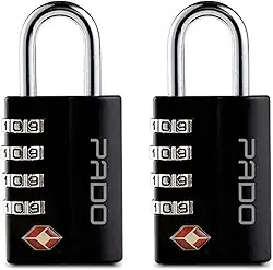 Kit 2 Cadeados de Senha Segredo Mala TSA Viagem Preto - Pado
