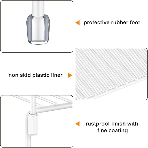 Miniatura 4 de WOSOVO Juego de 2 organizadores de gabinete de cocina y estantes de almacenamiento apilables expandibles con forros antideslizantes para despensa