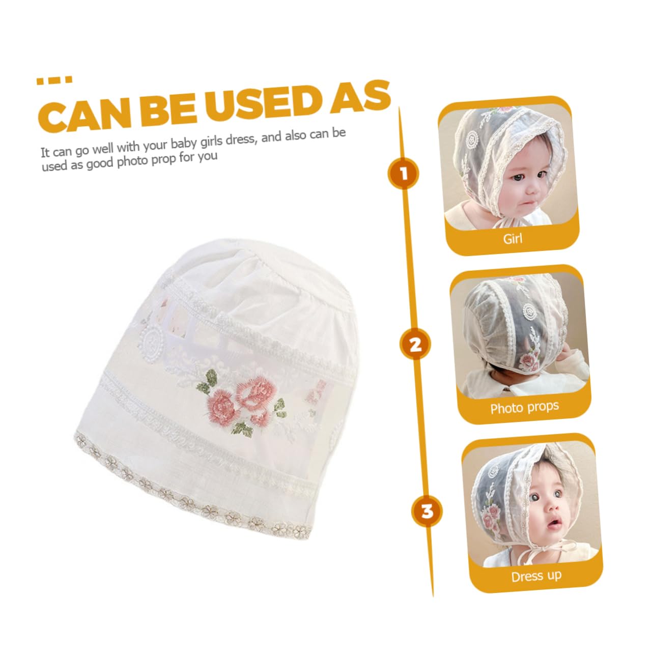 Cappello da Berretto Neonato Berretto da Estivo Berretto Foderato in Mussola Cappello da Bambina Cappello da Sole per Cappelli delle Ragazze Bianca Cotone