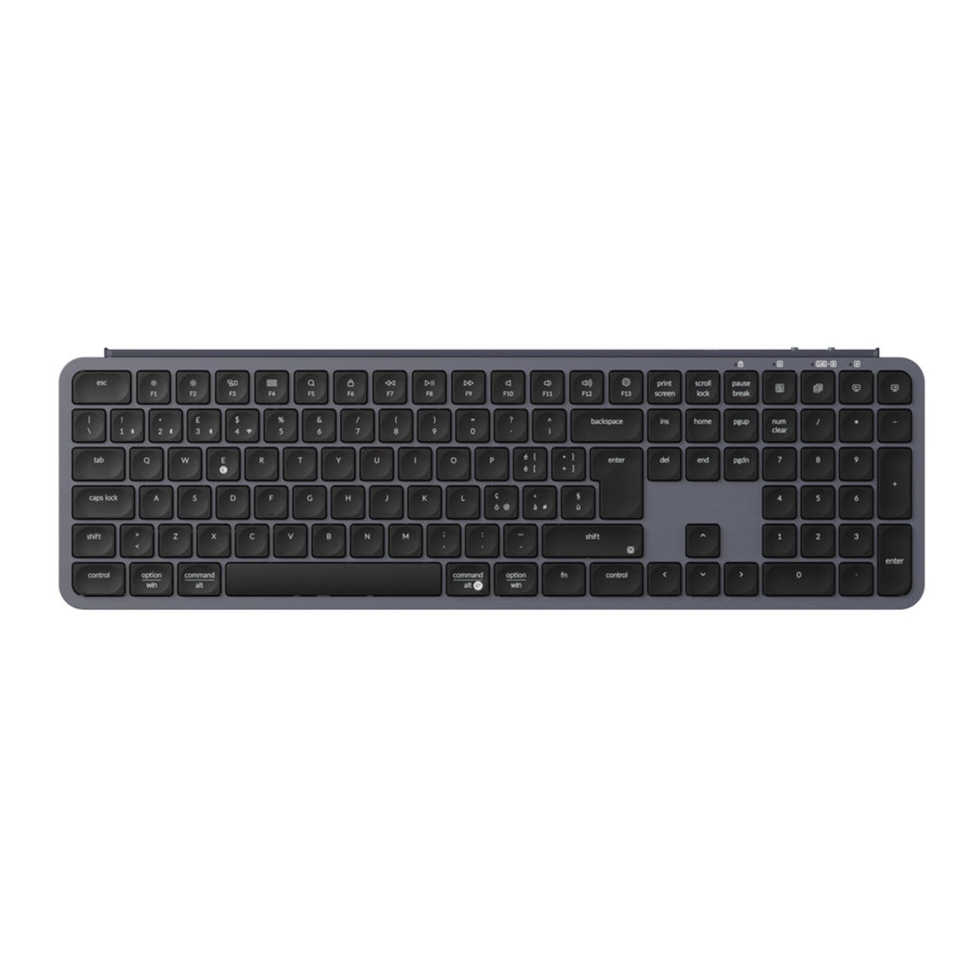 Keychron Teclado inalámbrico B6 Pro Ultra Delgado Full Size Layout Italiano ISO QWERTY, configurable ZMK, Teclas PBT, 3 Modos 2,4 GHz/Bluetooth/cableado, Compatible con Win/Mac/Linux, Gris Espacial