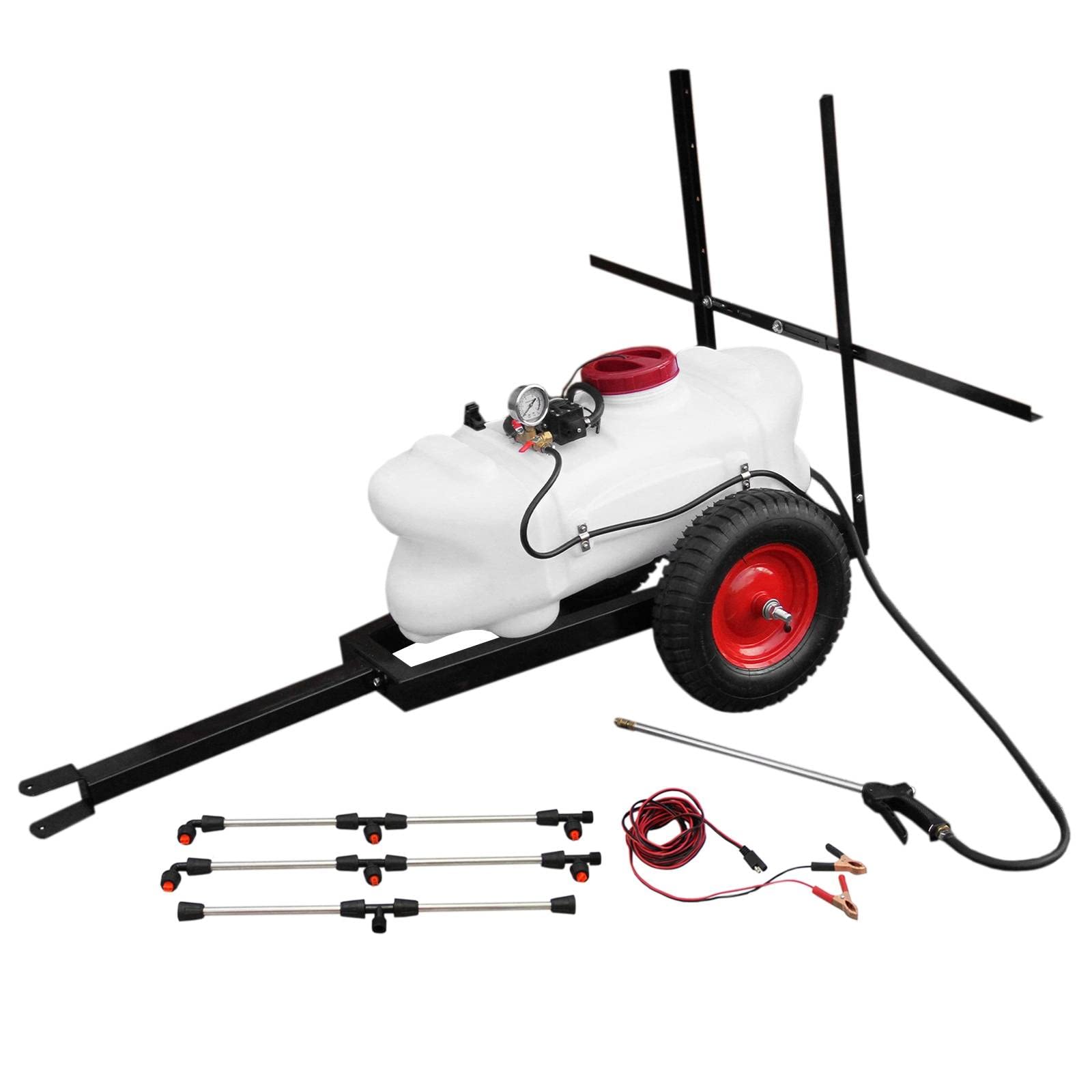 Monster Shop 100 l ATV opryskiwacz przyczepa 6 dysz wysięgnik quad elektryczny 12 V plama uprawy chwastów gospodarstwo rolnicze ręczna lanca zbiornik ogród przenośny darmowy zestaw mocujący