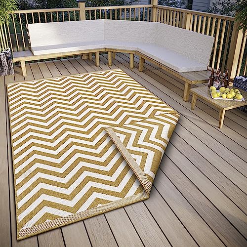NORTHRUGS Palma In- & Outdoor Wendeteppich - Flachgewebe, Geometrisches Design, ÖKO-TEX, Wetterfest & UV-beständig für B...