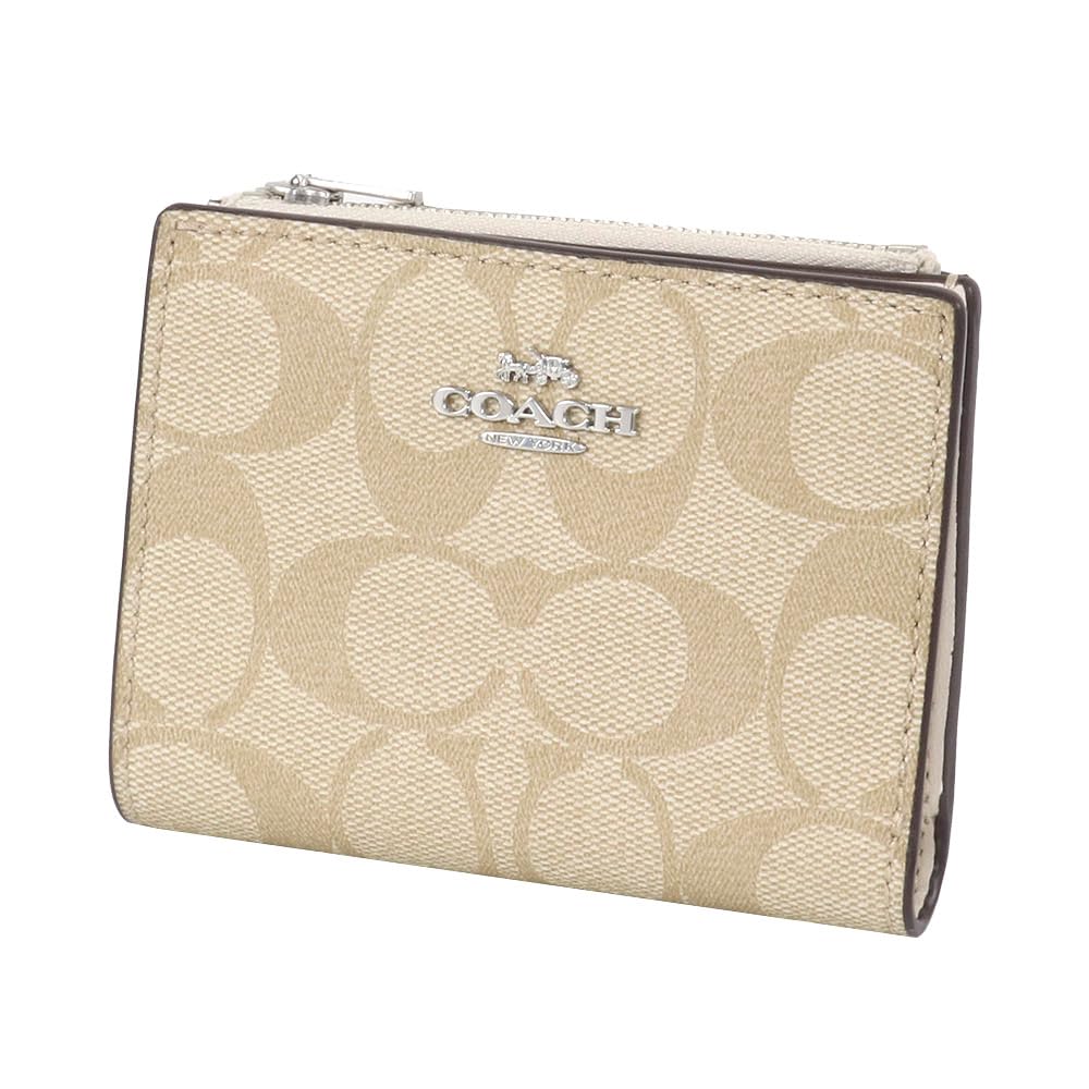 T。★ COACH　コーチ 　折り財布　khaki COACH コーチ 財布 レディース 2つ折り 折財布 アウトレット