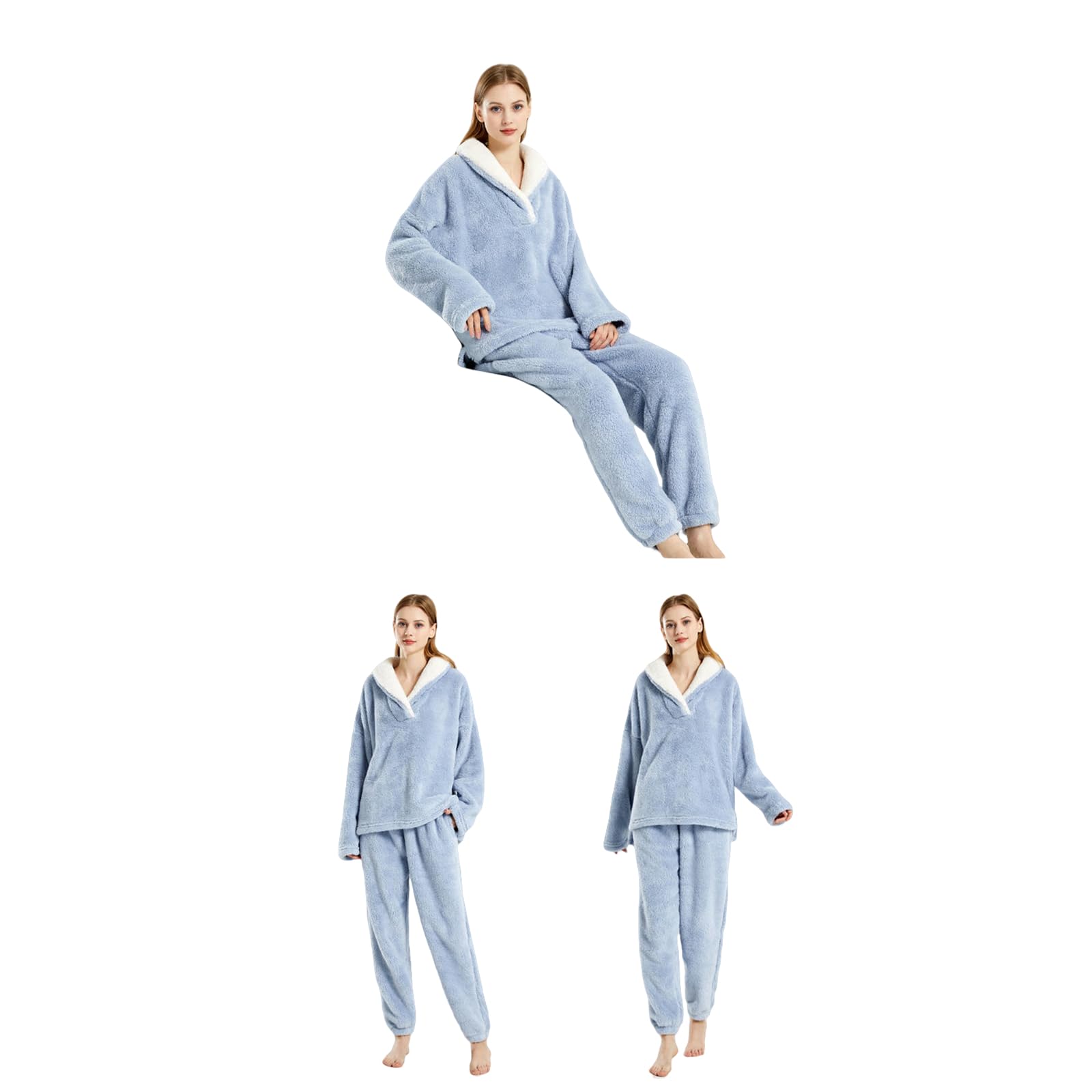 Pijamas De Mujer Pijamas De Mujer Nuevos De Invierno Y Navidad, Gruesos, Cómodos, De Algodón, Ropa De Estar por Casa, Conjunto De Pijamas Térmicos para Mujer-rojo-2xl