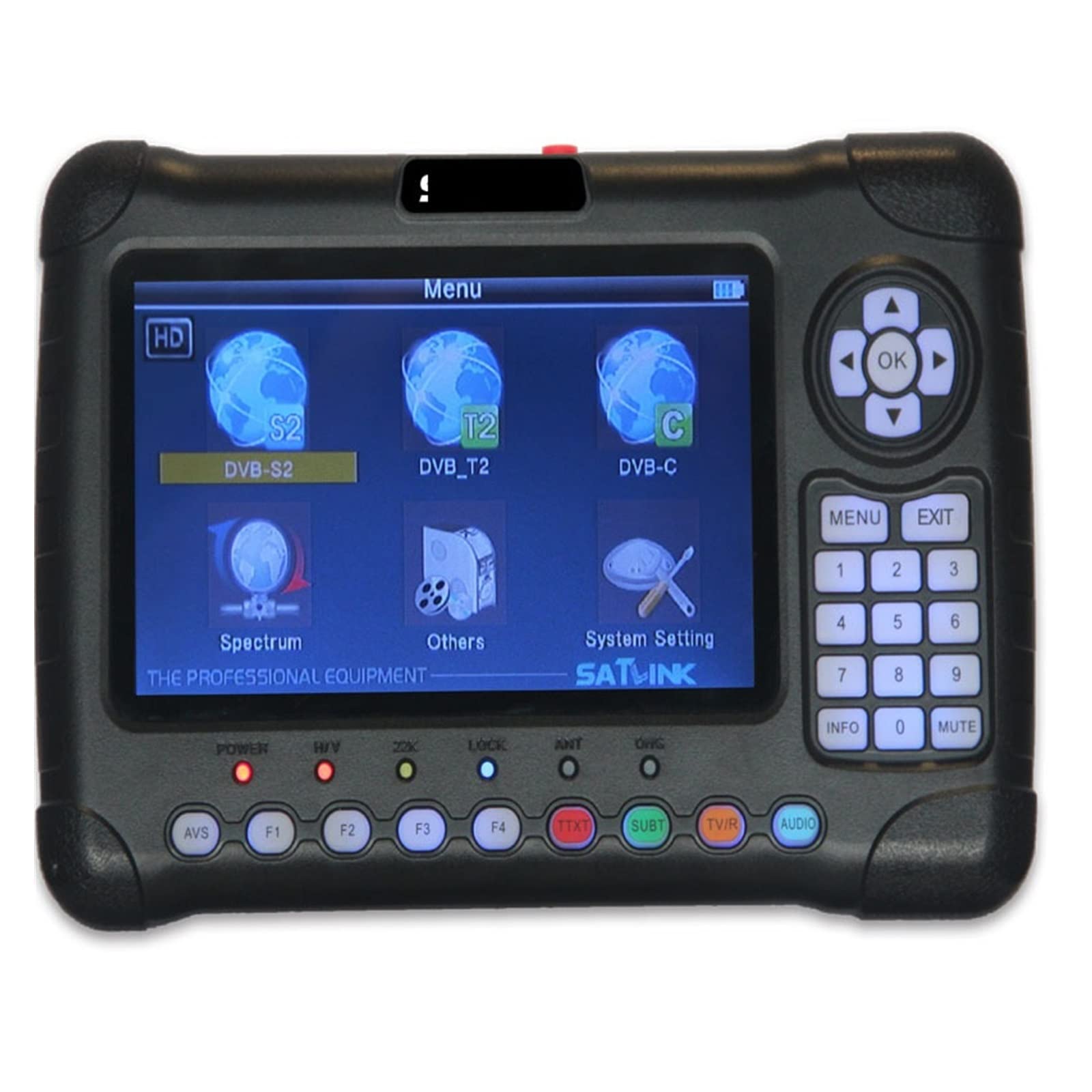 Satellitenfinder, Ws-6980 HD-Satellitenmessgerät DVB-S2 + DVB-C + DVB-T2 MPEG4 HD Optische Leistungserkennung