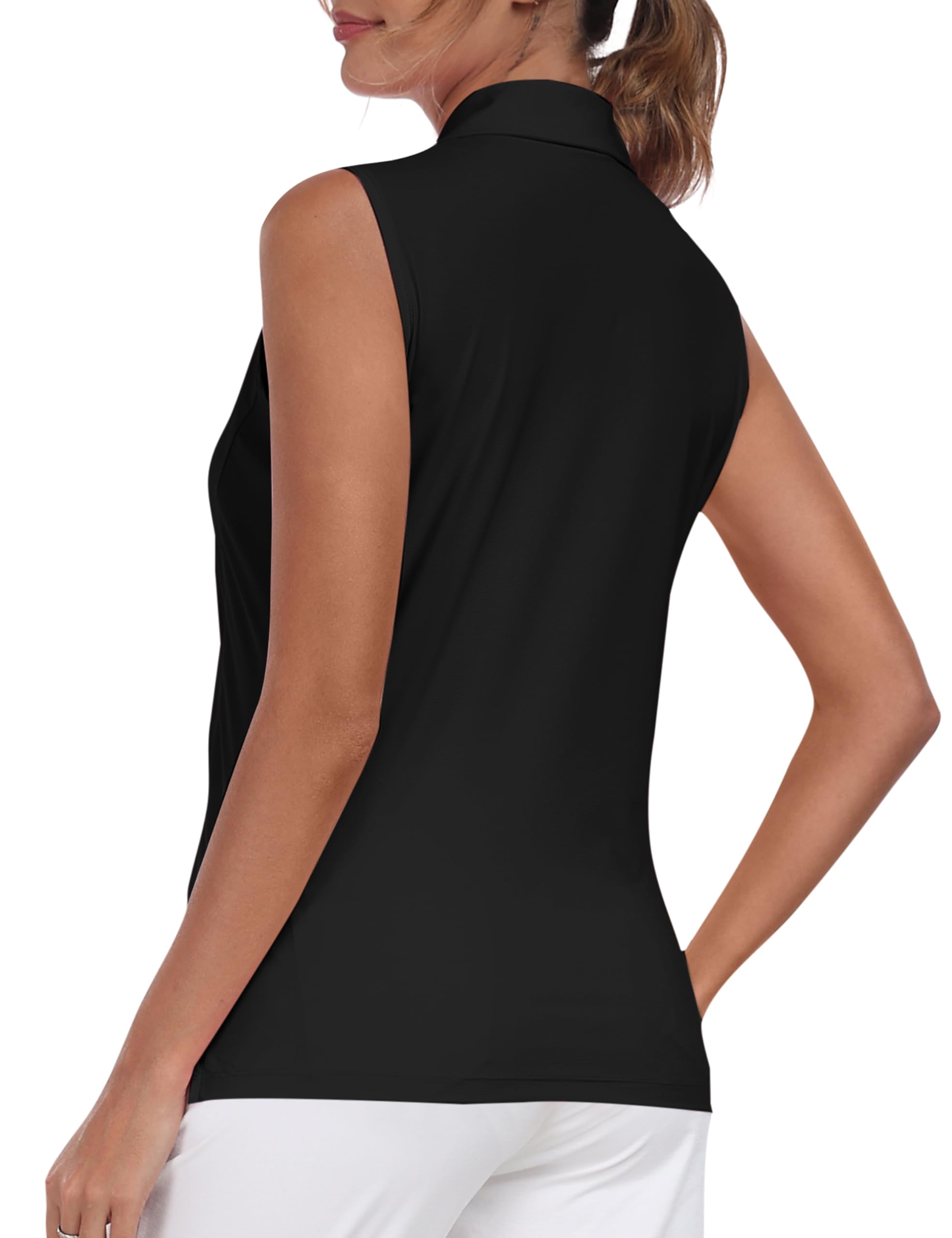MoFiz Camicie da golf da donna senza maniche Canotte da tennis Racerback Polo Scollo a V Colletto ad asciugatura rapida Canotta atletica
