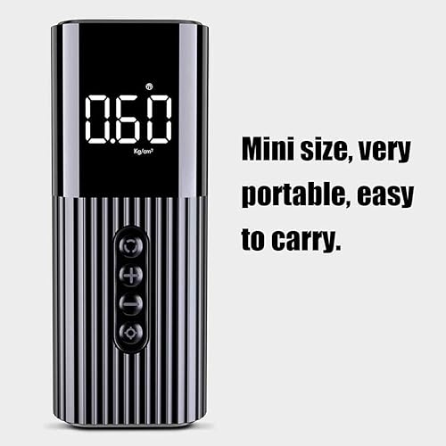 Miniatura 3 de KouRy Compresor de aire portátil, mini inflador de neumáticos, batería de litio de 3000 mAh con indicador digital, pantalla LCD, luz LED, bomba de