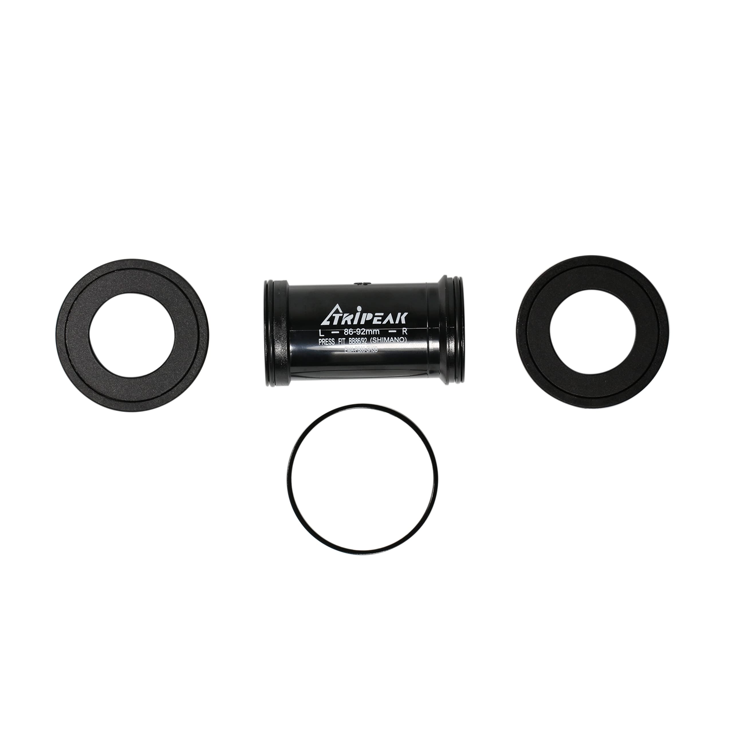 TRiREAK BB86/92 Road & MTB Press-Fit BB für Spindel 24 mm Shimano Hollowtech II Kurbel, Steel Bearing/Black