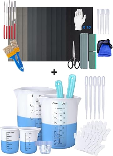 LET'S RESIN - Juego de 33 piezas de pulido de resina y tazas medidoras de silicona de 15.2 fl oz