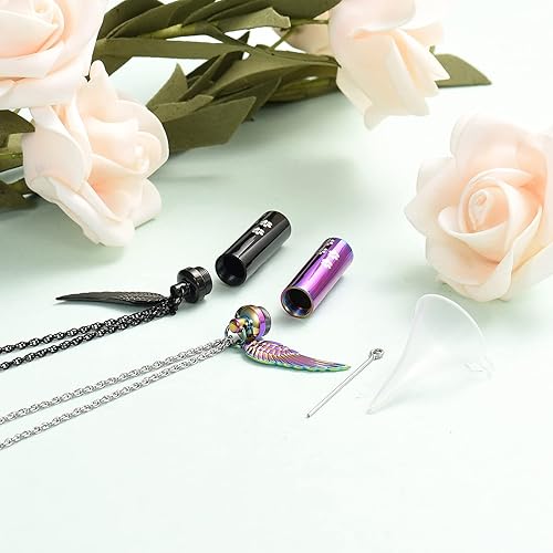 Miniatura 4 de shajwo Joyería de cremación, collares de urna con estampado de pata para cenizas humanas de mascotas, colgante de urna cilíndrica, recuerdo, collar