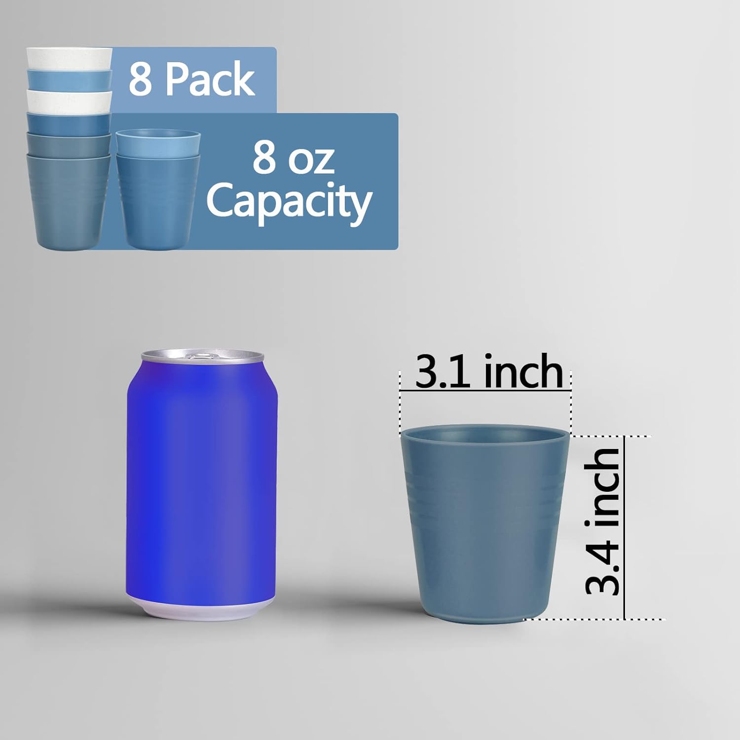 Homestockplus 8 Ounce Small Tumbler Cups,Unbreakable Drinking Cups Microwave and Dishwasher Safe BPA Free Small Reusable Cup for Water, Milk, Juice, Soda and more - Set of 8 - Image 3