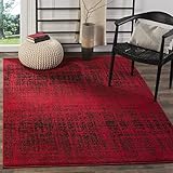 SAFAVIEH Adirondack Collection Area Rug - 5'1' x 7'6', Red & Black, Modern Abstract Design, Non-Shedding & Easy Care, Ideal for High Traffic Areas in Living Room, Bedroom (ADR116F)