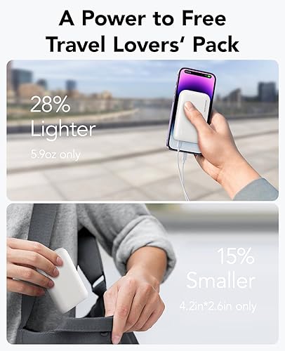 Miniatura 4 de Cargador portátil, más delgado de 10000 mAh 22.5 W PD banco de energía rápida, USB C de entrada y salida de alta velocidad, batería de carga