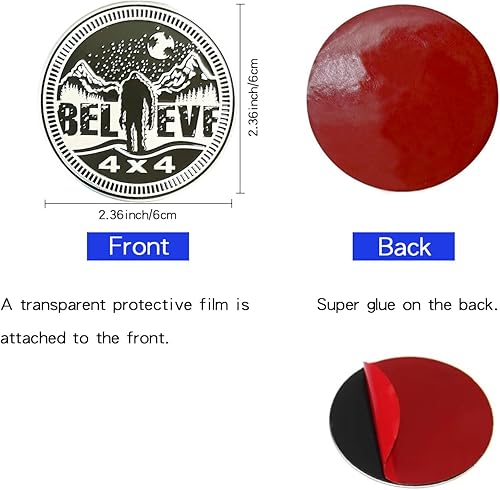 Miniatura 65 de 2 PCS Freedom Badge Rated Car Emblem, 4 x 4 Metal Automotive Badge, 3D Round Metal Car Badges Emblems, Car Badge Decals Stickers Compatible with