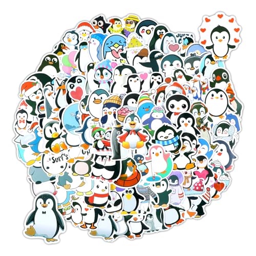 Tyqour 100 pegatinas de pingüino para ordenador portátil, bonito pingüino, pegatinas impermeables para monopatines, tabletas, frigoríficos, regalo para niños, adolescentes, adultos y niños