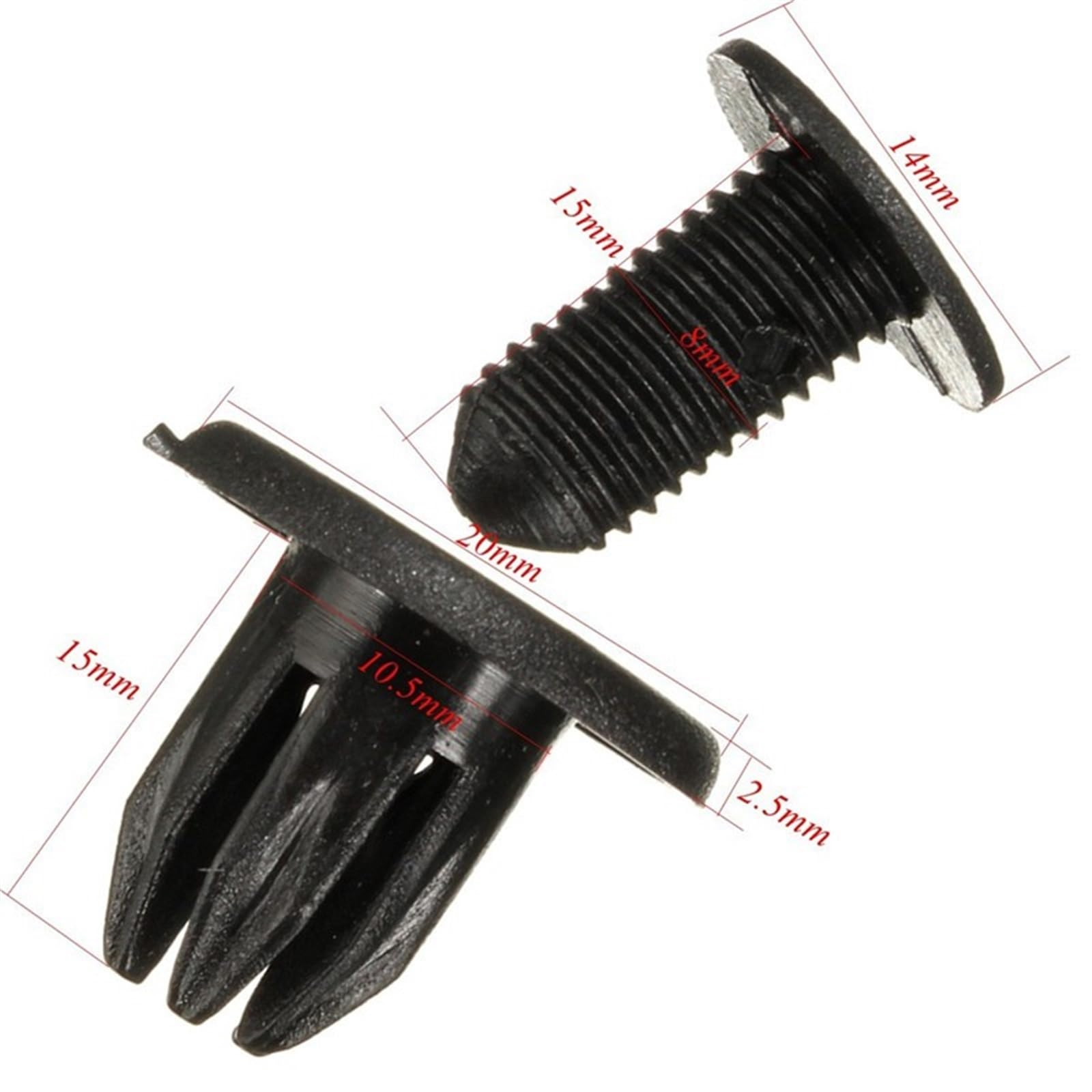 Lot De 20 Clips De Protection Anti-éclaboussures En Plastique Noir 6 Mm