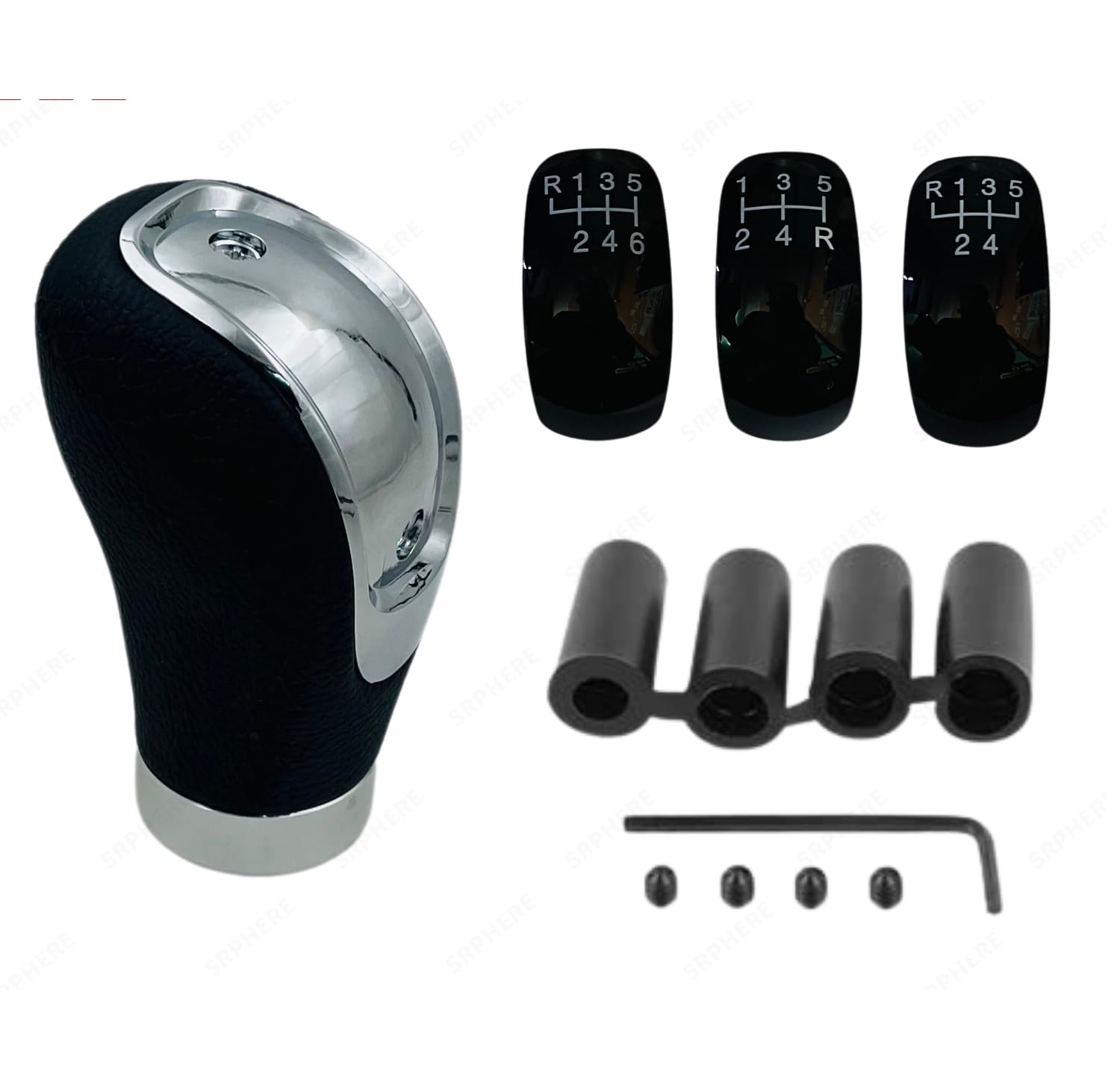 SRPHERE Leather & Chrome Gear Shift Knob 5/6 Speed Manual