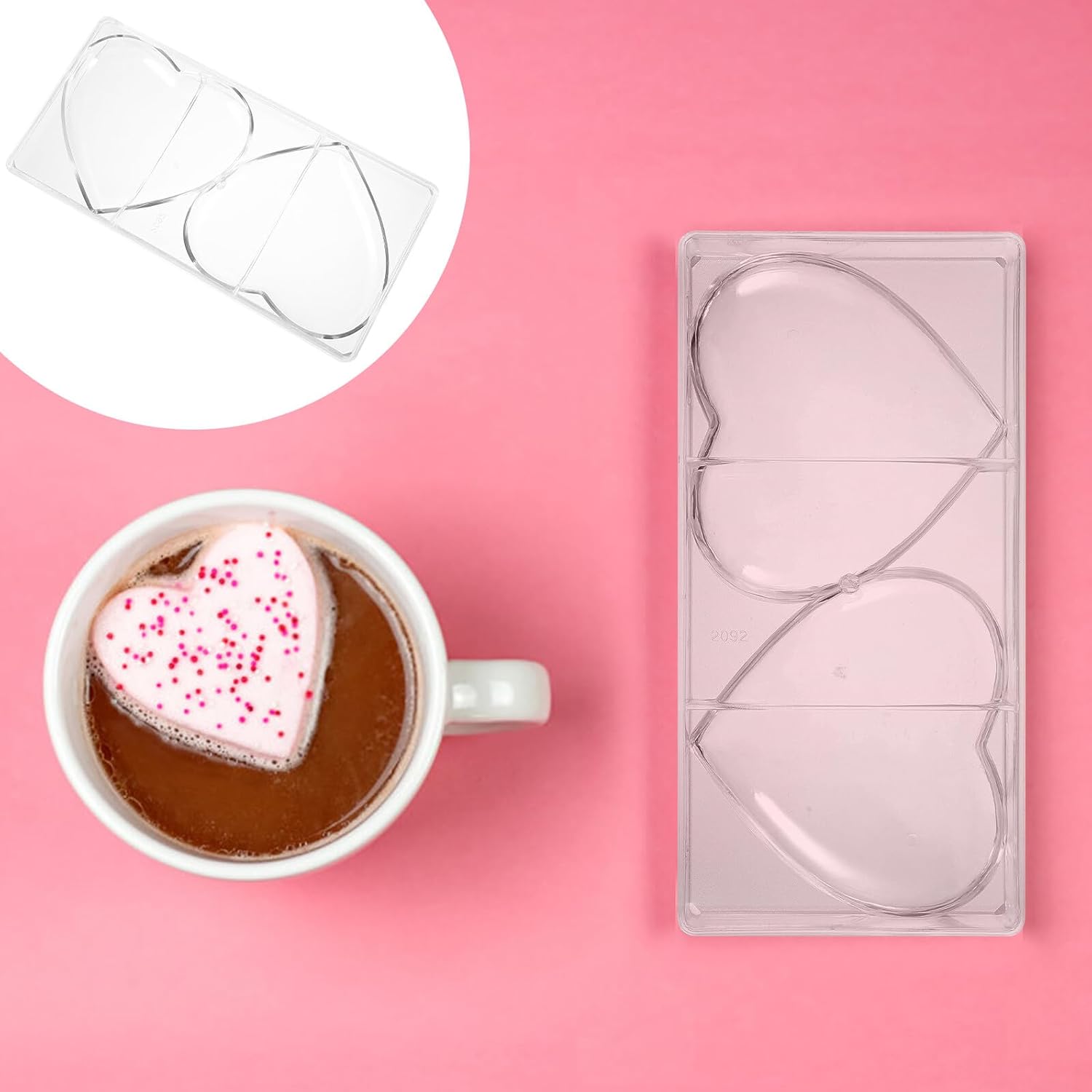 Heart Shape Chocolate Mold Polycarbonate Plastic Sturdy Romantic Candy Making Tool for Valentine’s Day Baking and DIY Desserts