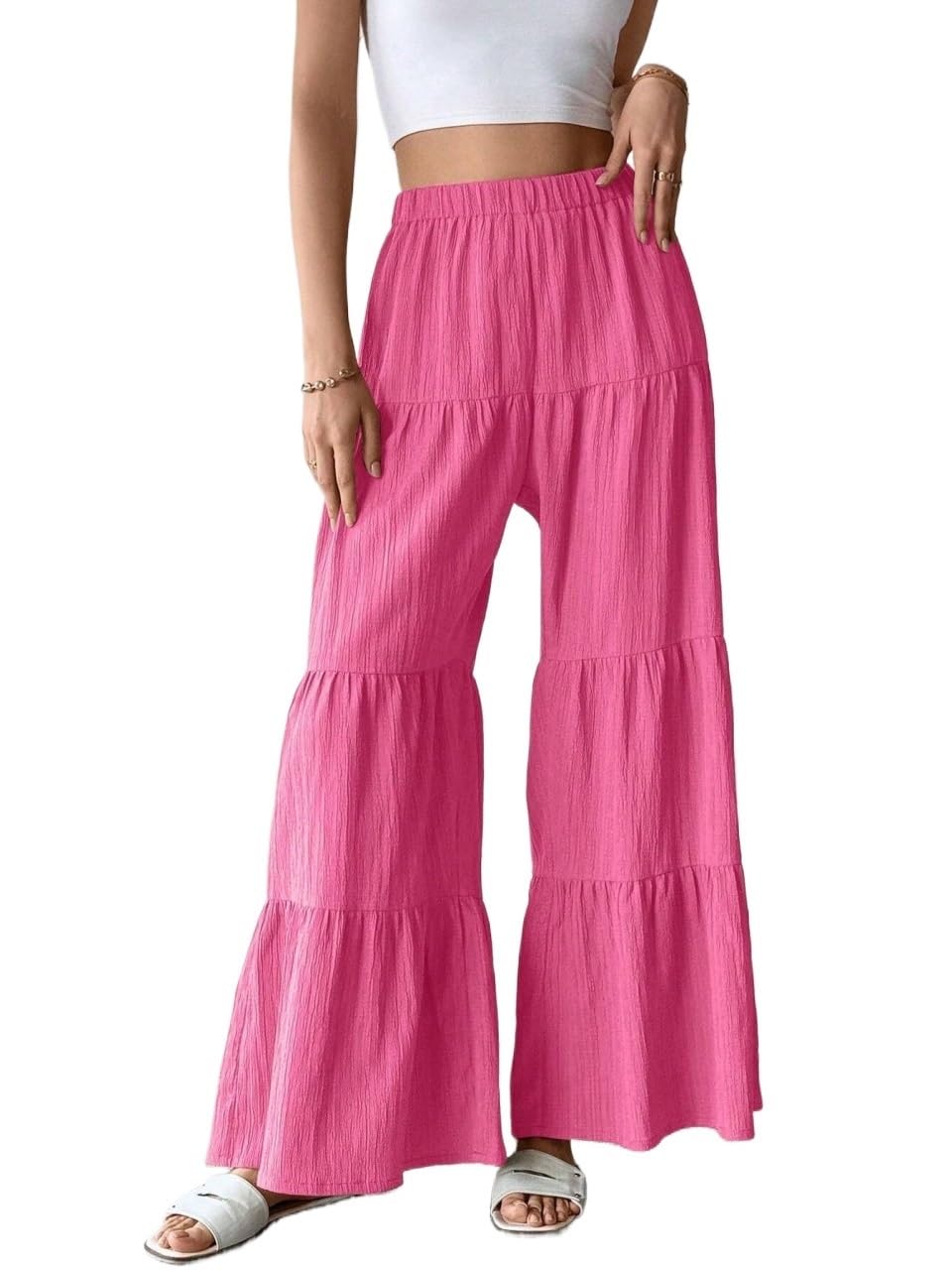 Womens Fall Elegant Casual Long Pants Trousers Pink