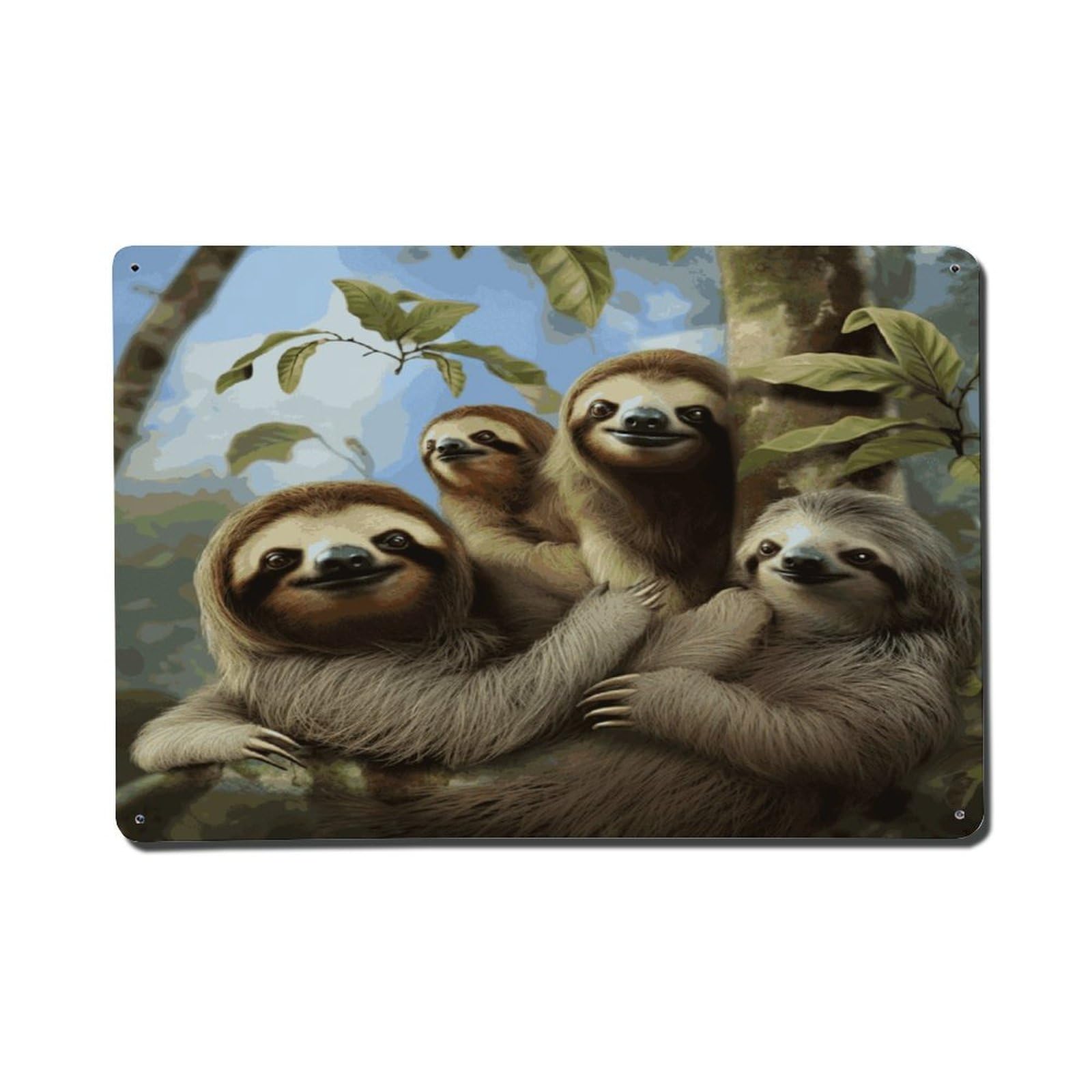 Adfgyerh Style Sloth Family Metal Signs Funny, Aluminum Tin Sign Indoor Outdoor Decor, Vintage Signs For Home Office Kitchen Bar Cafe Garden Farmhouse Wall Decor