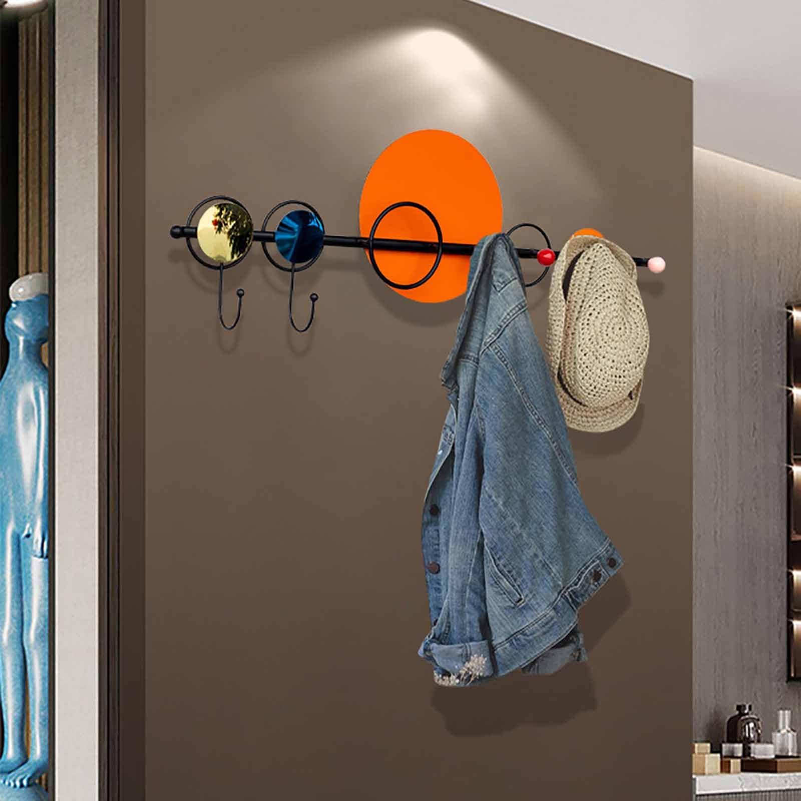 Ganchos para colgar en la pared, ganchos de pared, perchas para sombreros, perchas de baño, perchas de pared, ganchos para ropa de granja, naranja, S